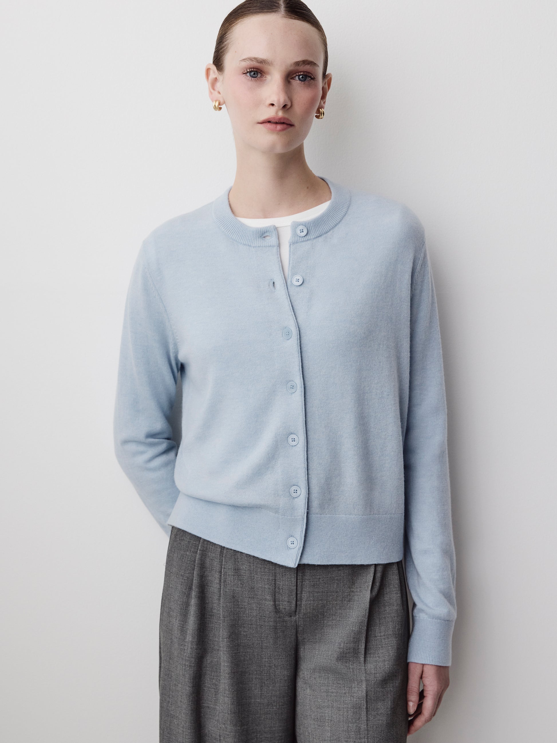 Knit Sweater Cardigan Women 100% Merino Wool Classic Fit