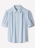 Silky Crepe Short-Sleeve Buttoned-Down Blouse