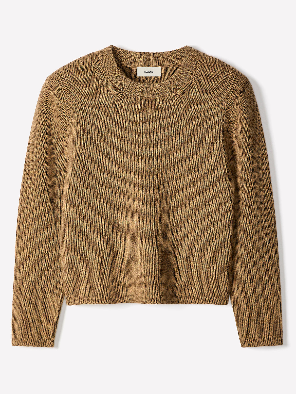 Long-Sleeve Crew-Neck Merino-Wool Sweater with Shoulder Pads