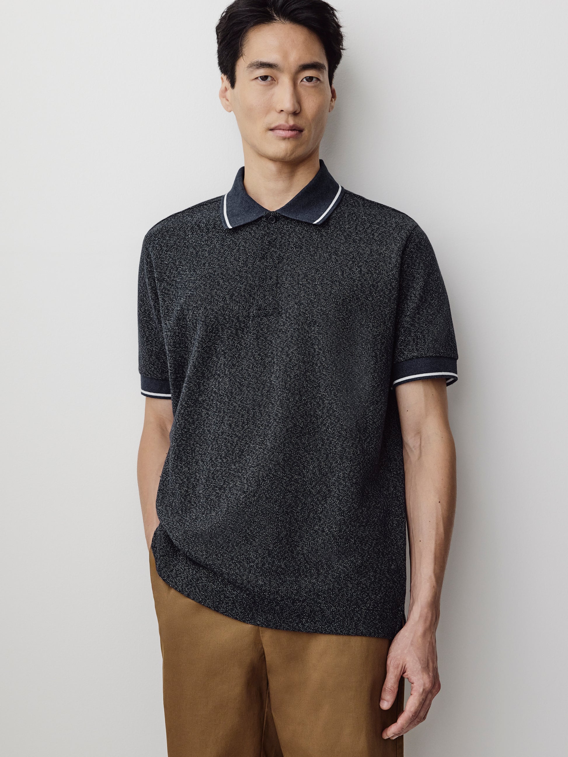 Men's Knit Polo Shirt Tailored Collar