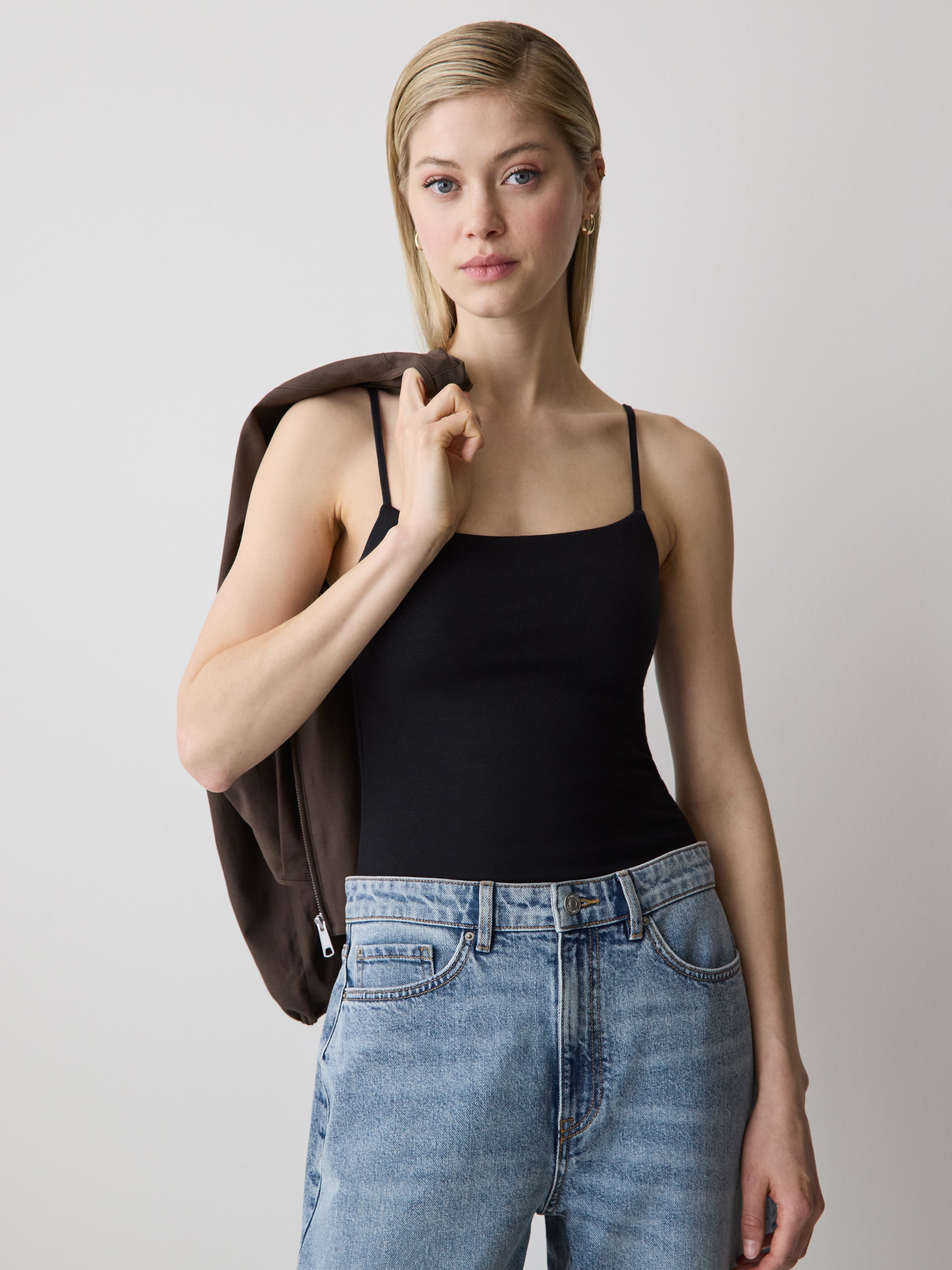 Knit Tank Top Bodycon Fit Adjustable Straps