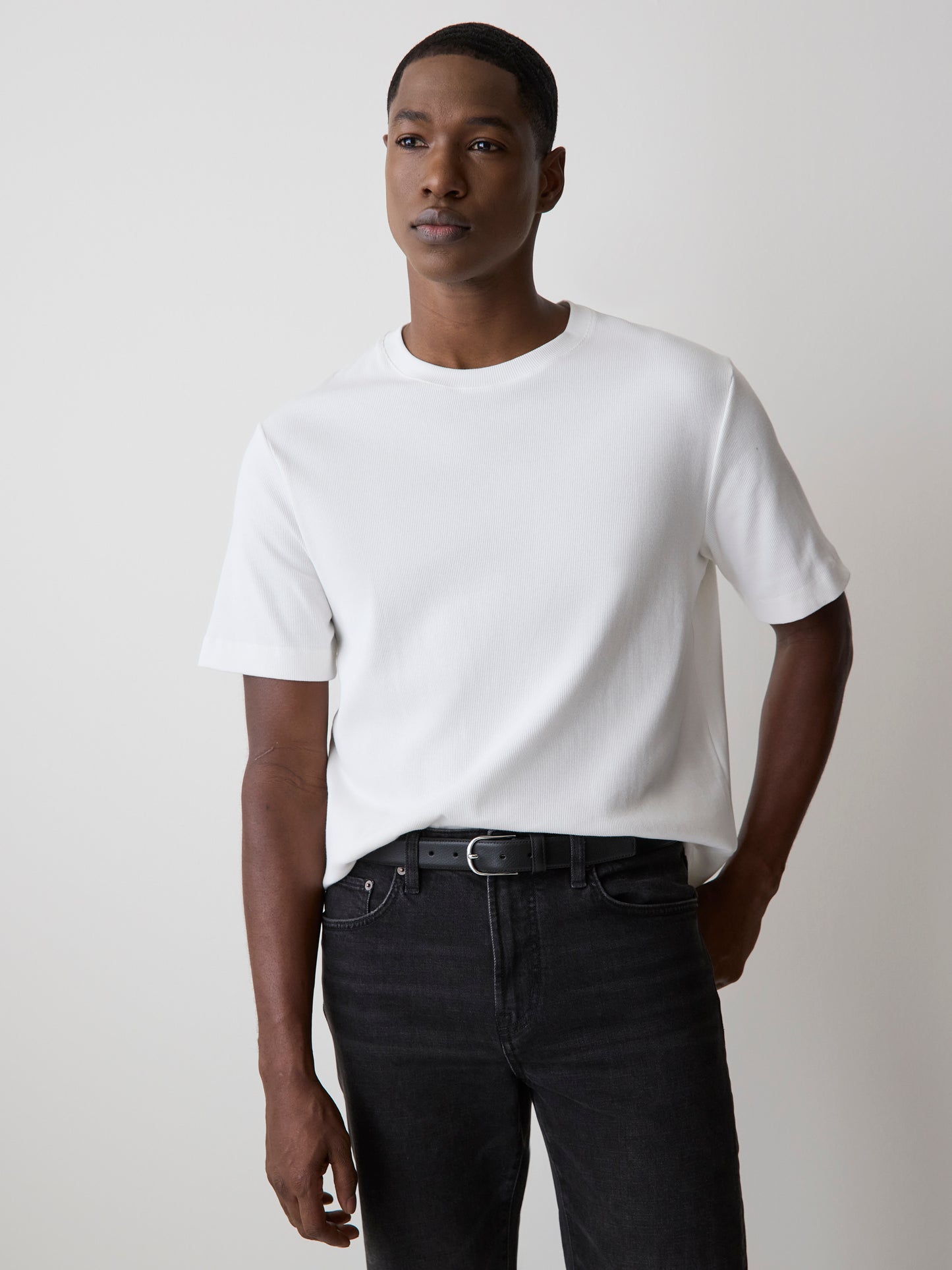 Short-Sleeve Crew-Neck Ribbed Tee