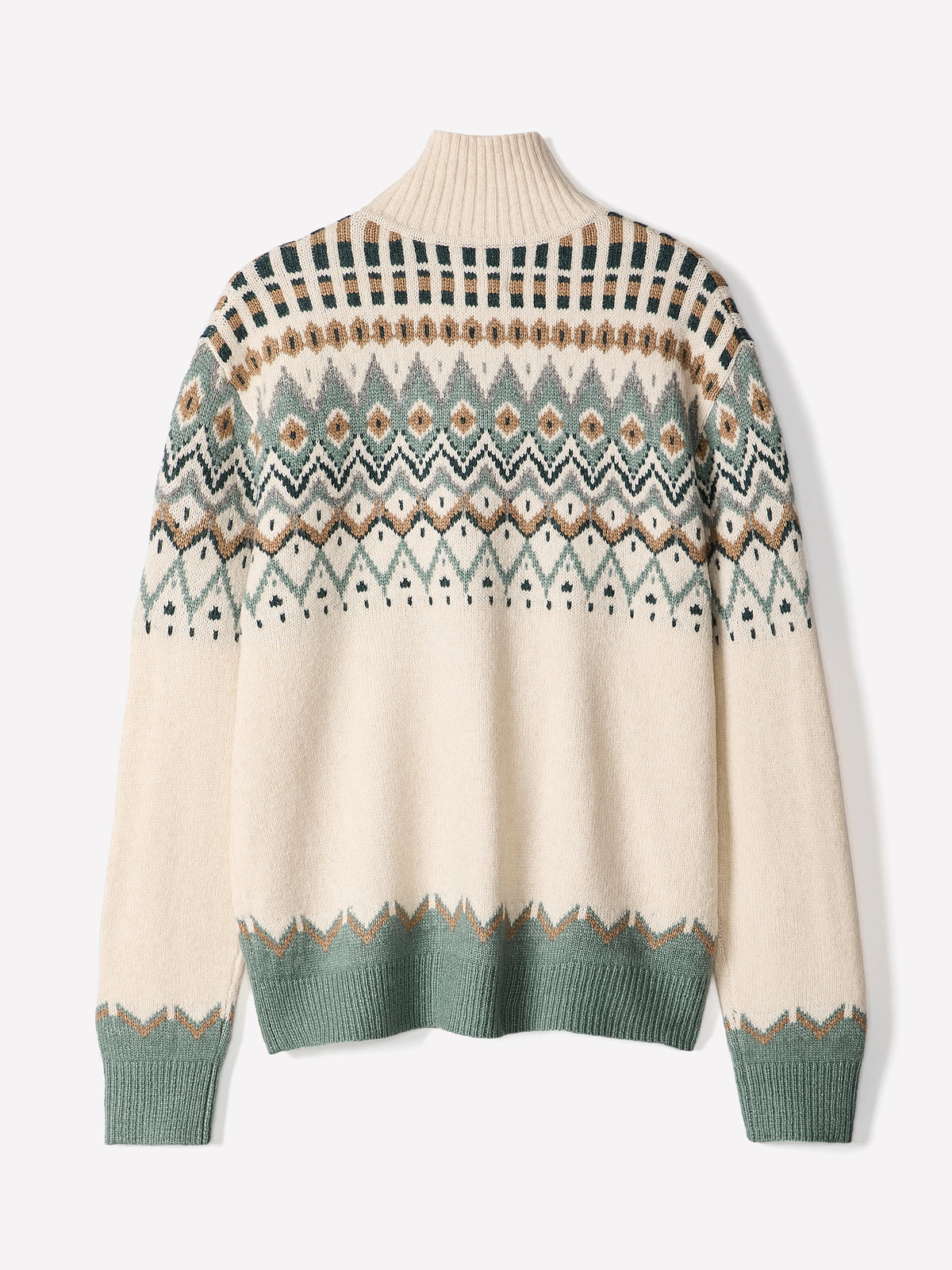 Knit Fairisle High Mock Sweater