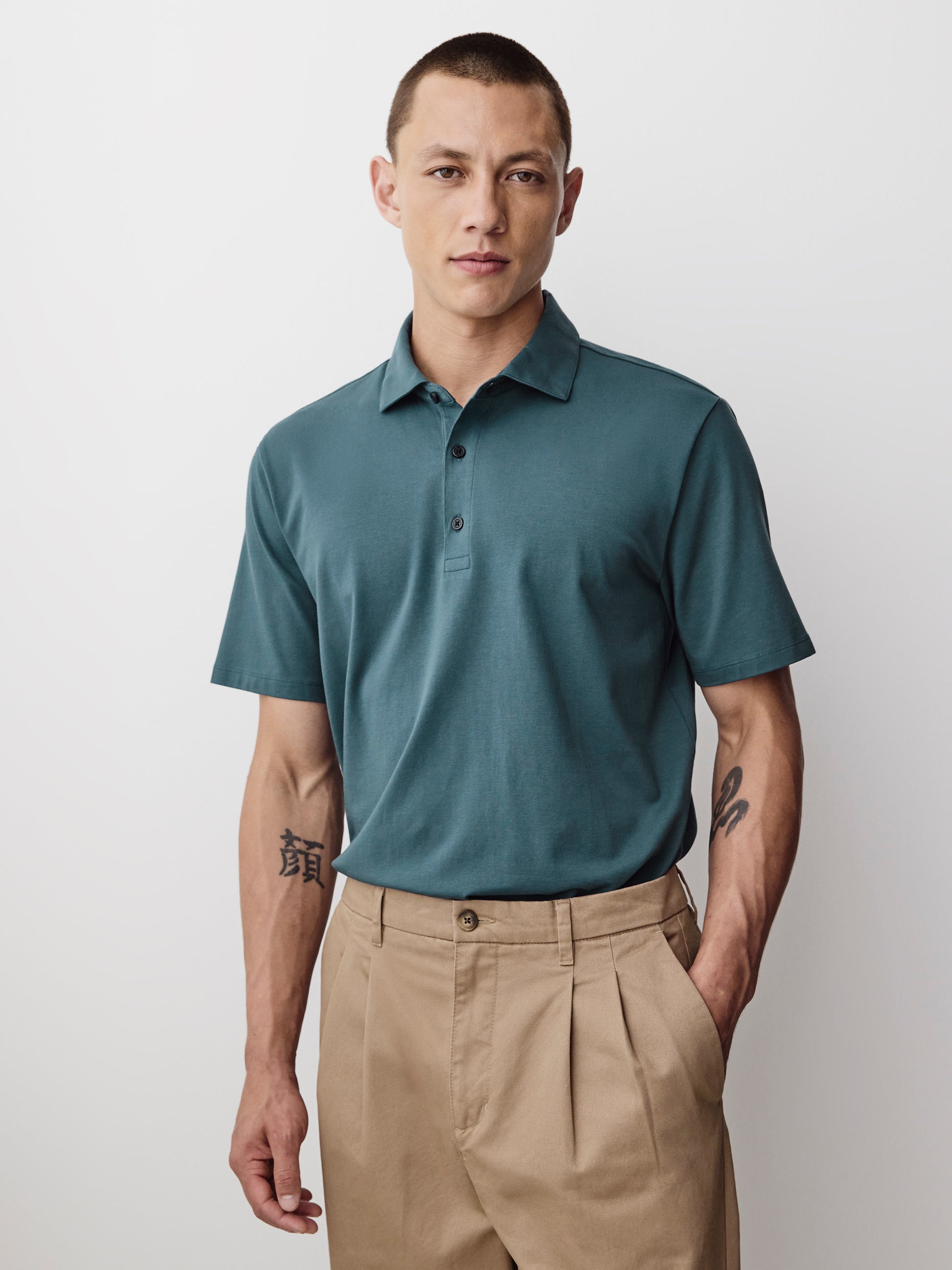 Men's Knit Tailored Collar Polo Shirt Supima Cotton