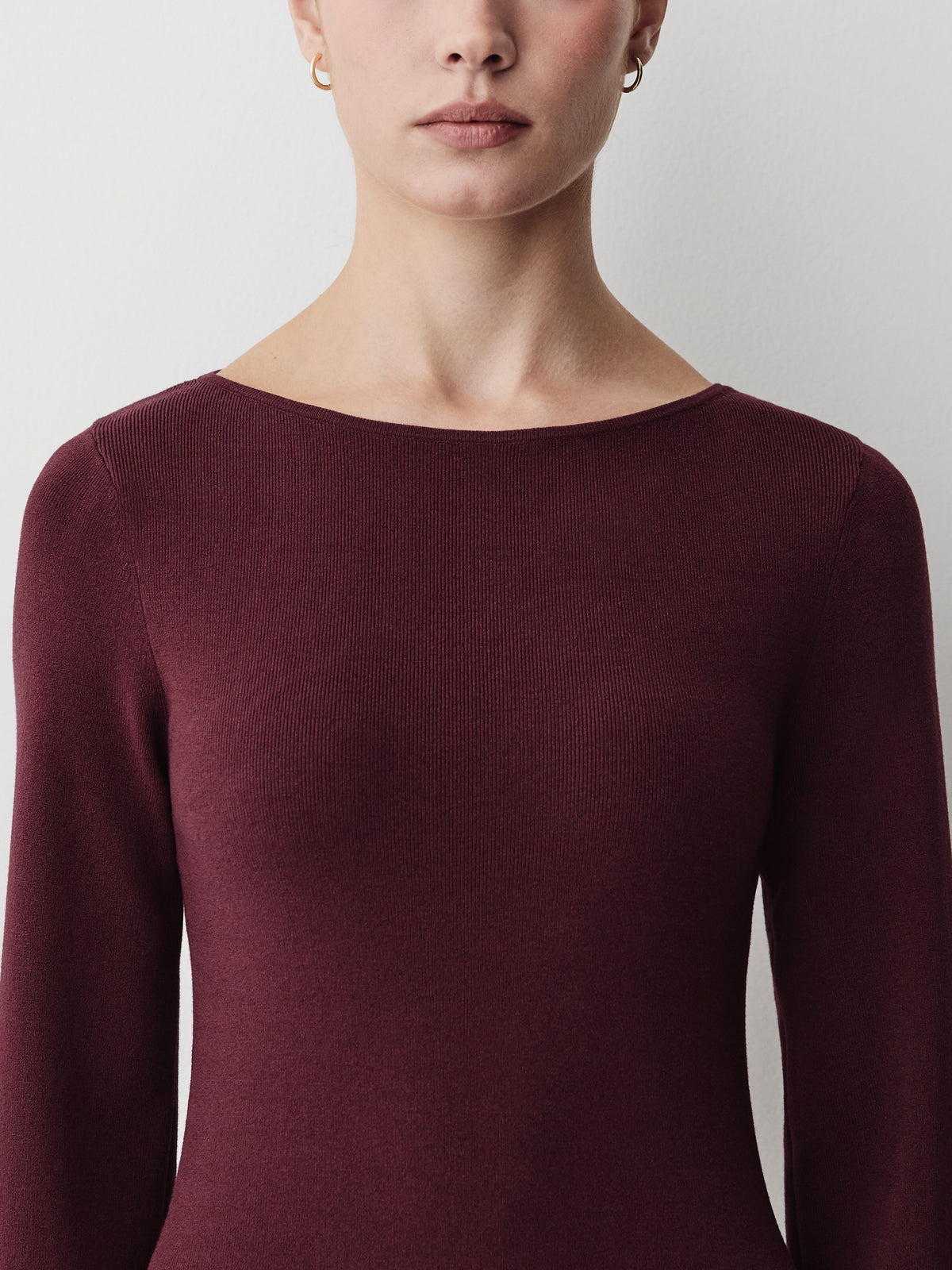 Knit Boat Neck A-Line Mini Dress