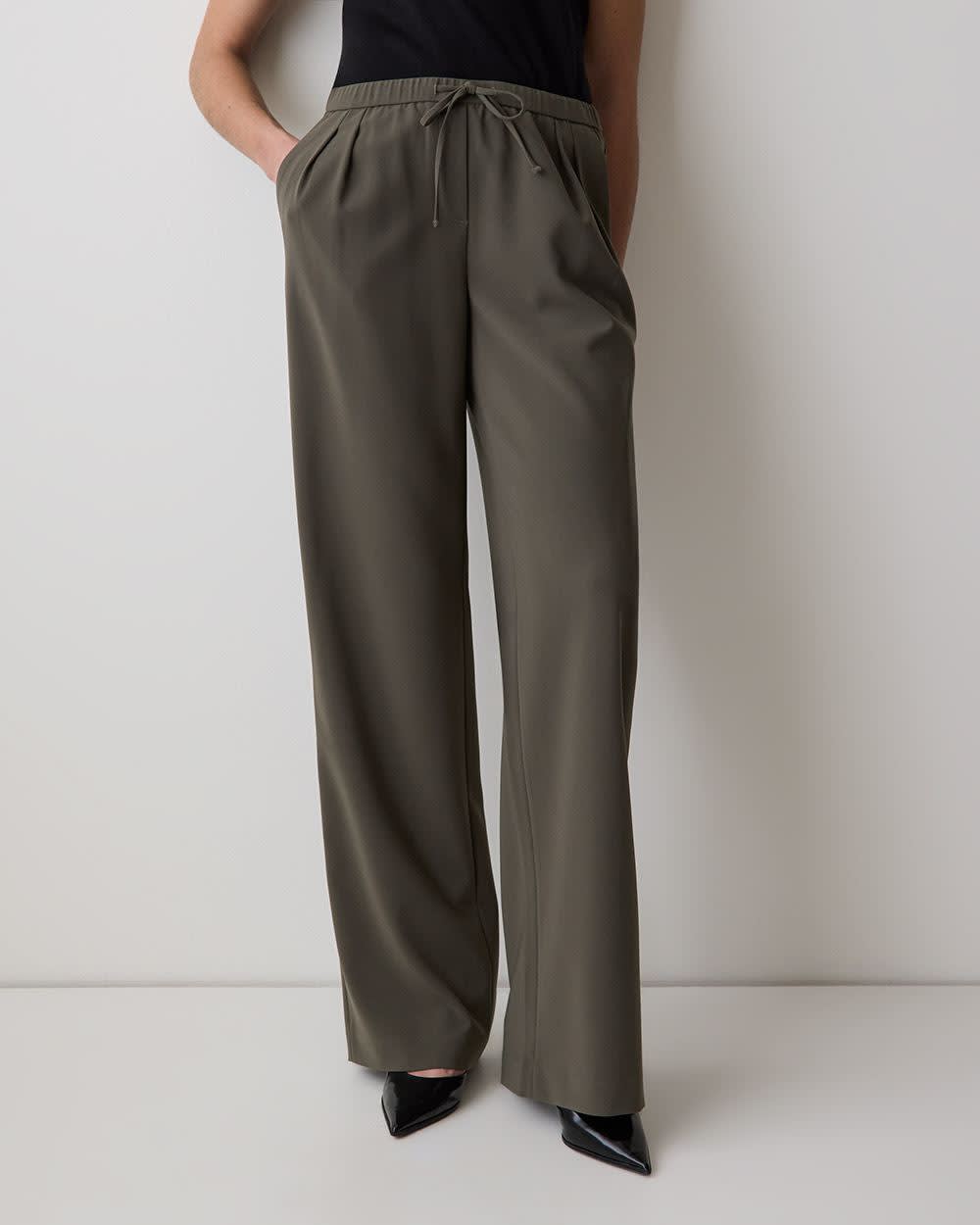 Pull-On Mid-Rise Wide-Leg Pant
