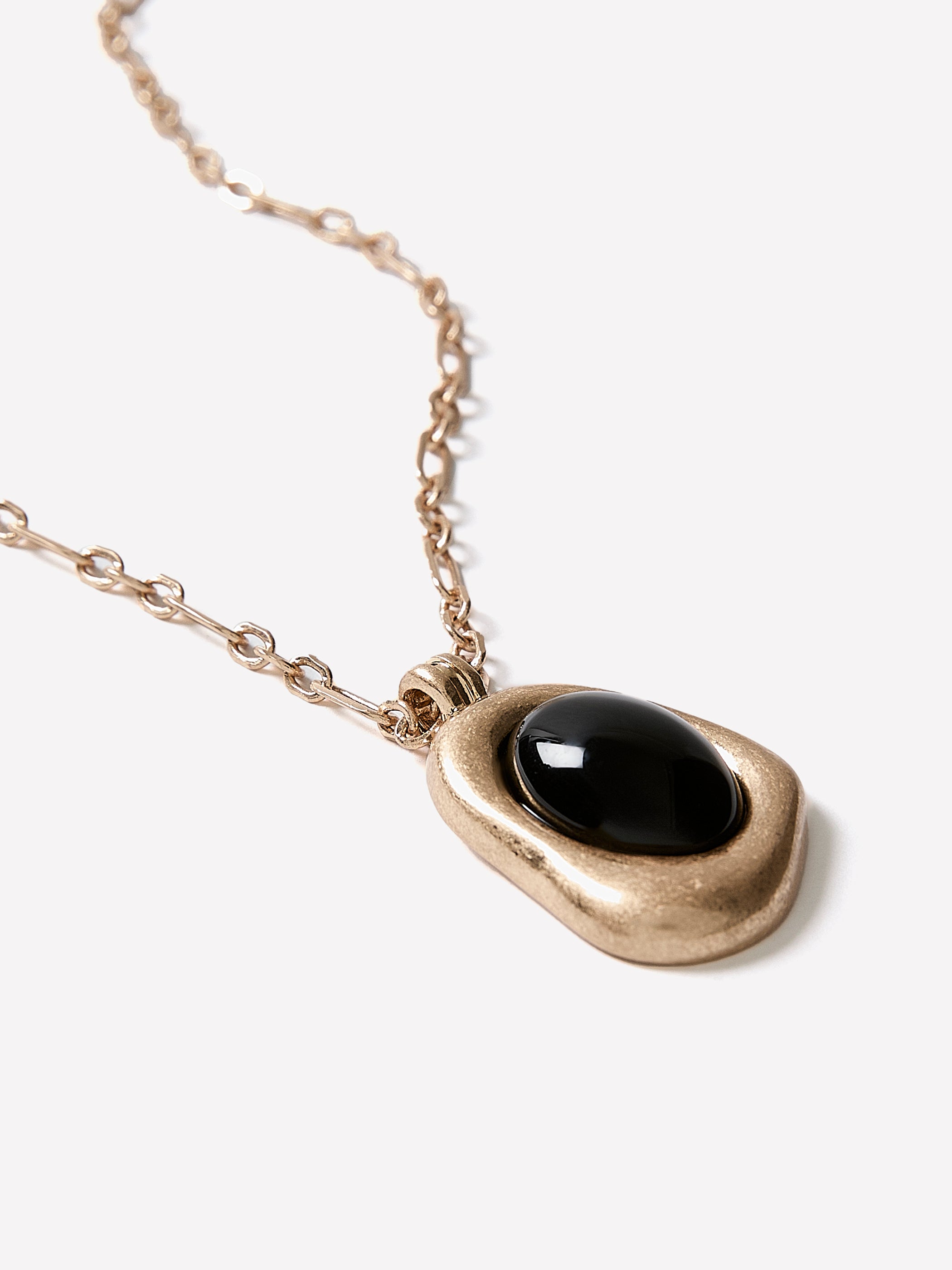 Pendant Necklace with Semi-Precious Stone, Metal Finish