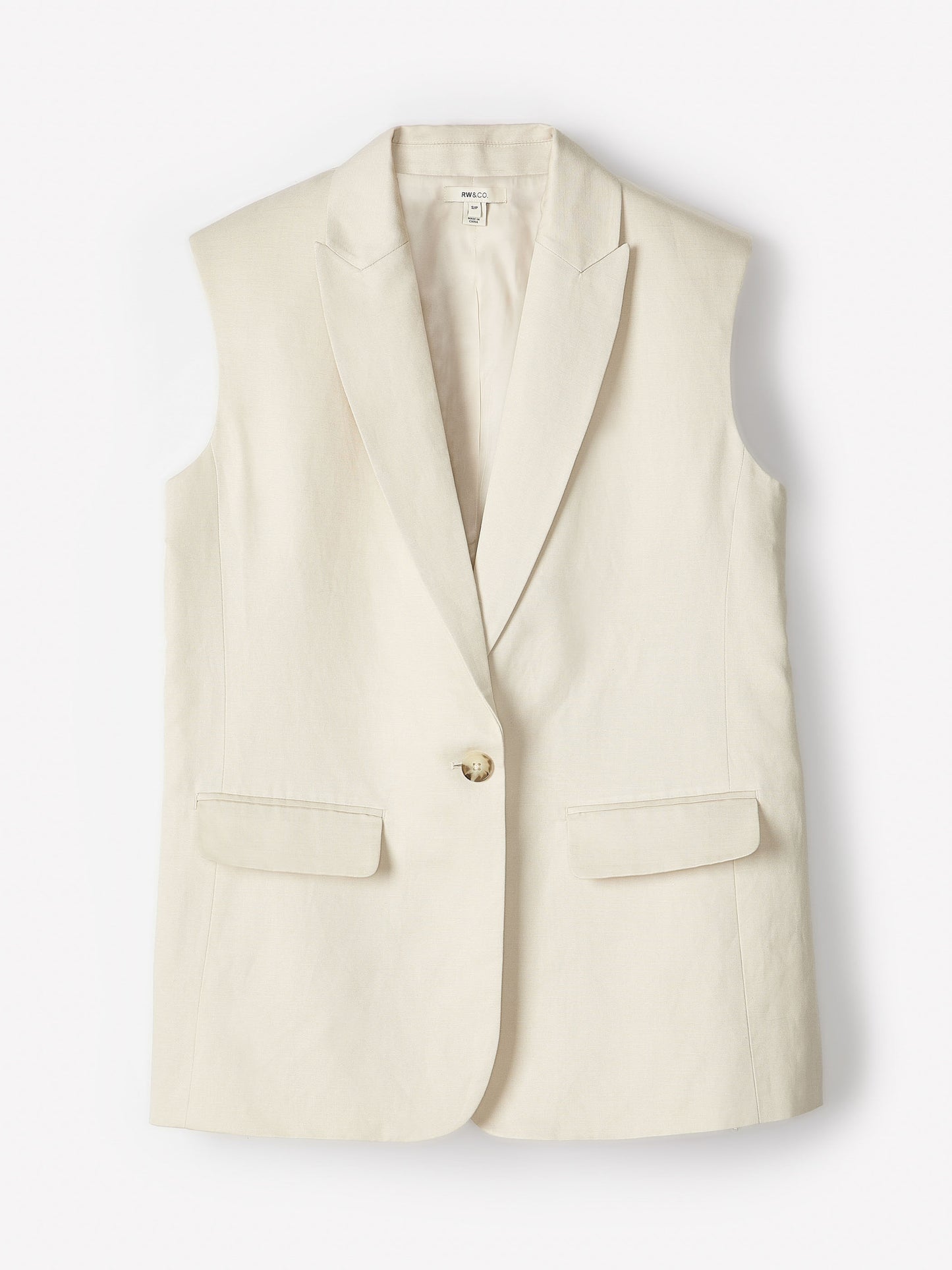 Long Sleeveless Twill Vest