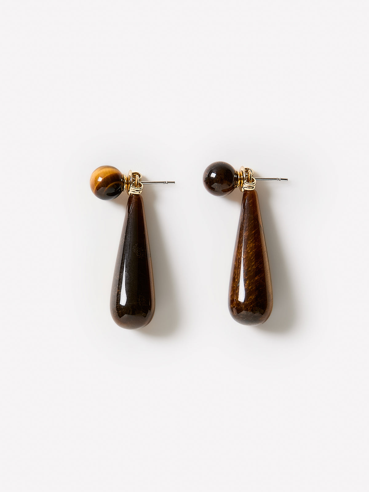 Pendant Earrings with Tiger Eye Stones