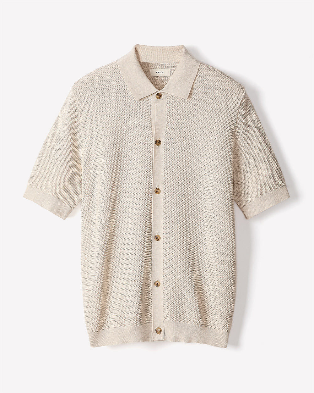 Short-Sleeve Textured Shirt Sweater