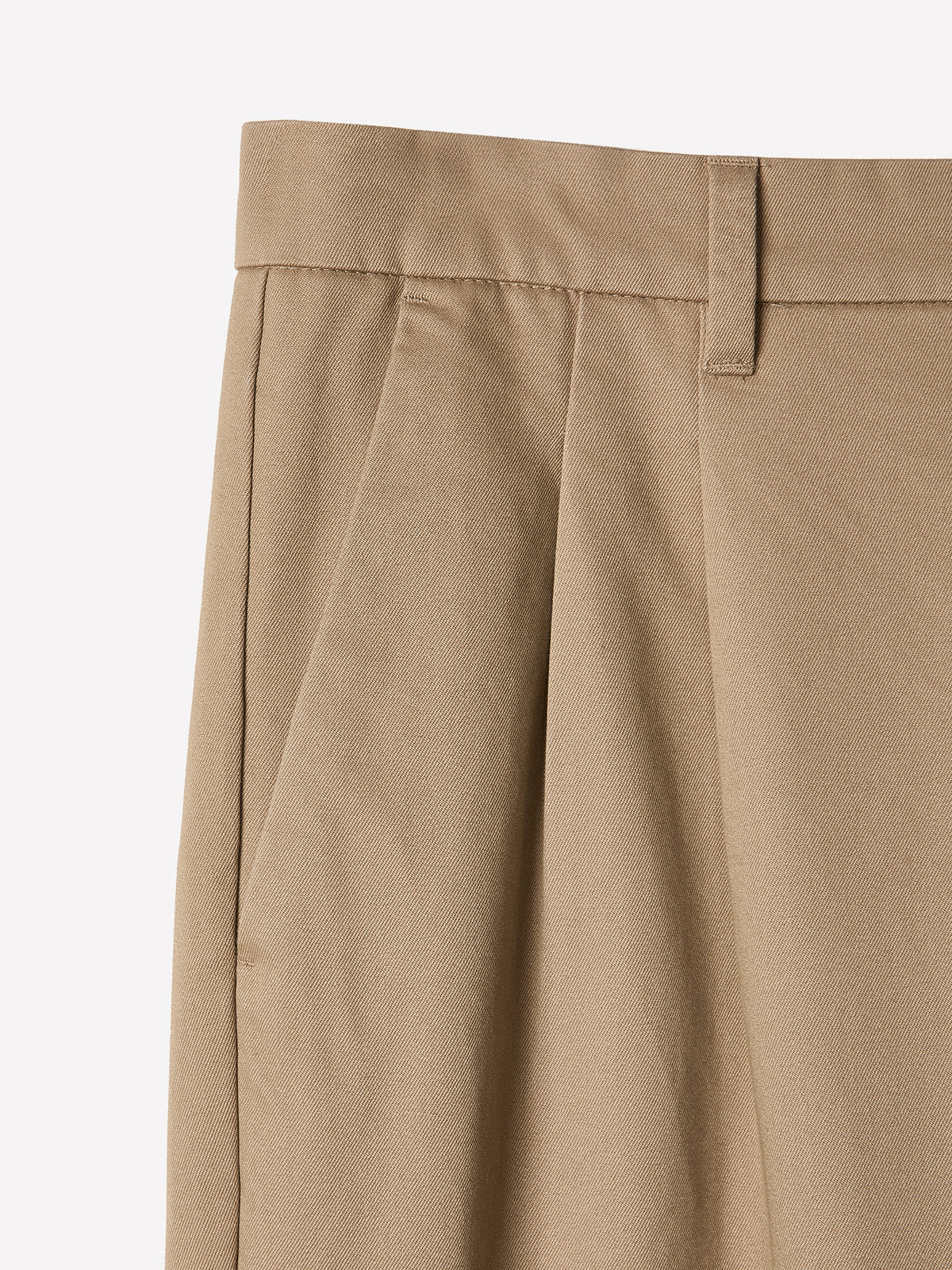 Loose Straight-Leg Pleated Chino Pant