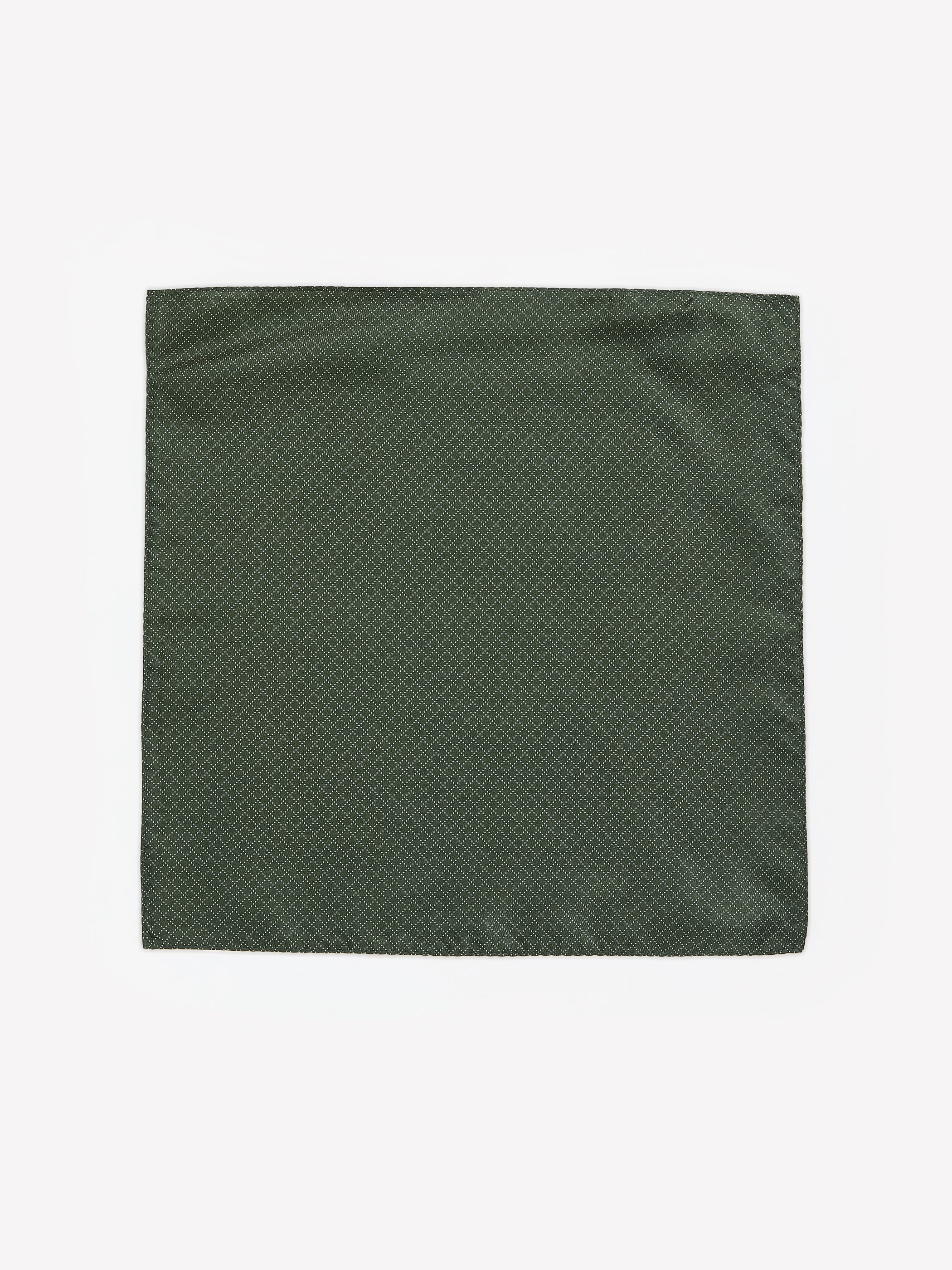 Dark Green Handkerchief with Square Geometric Pattern