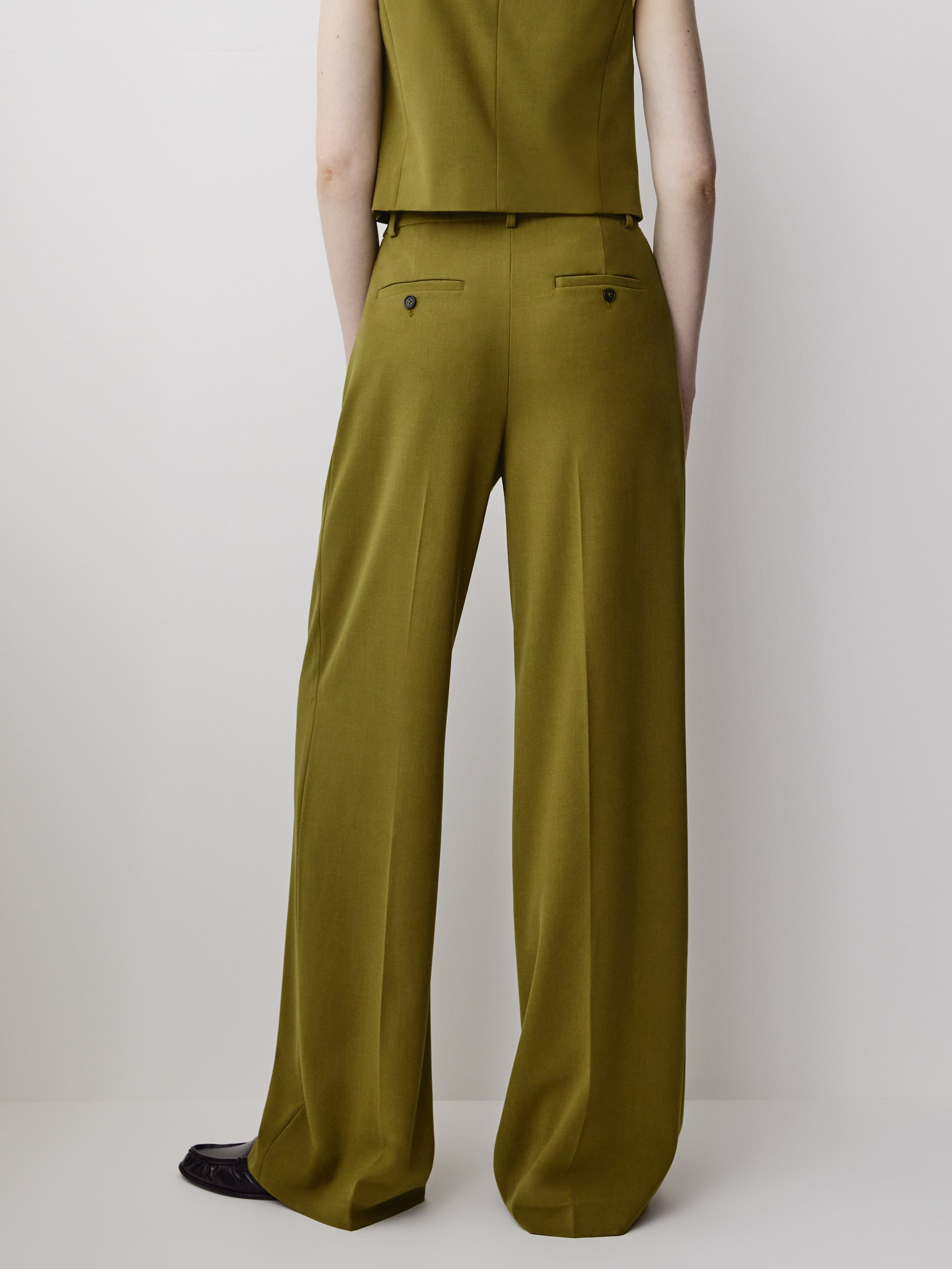 High Rise Wide Leg Stretch Woven Pant