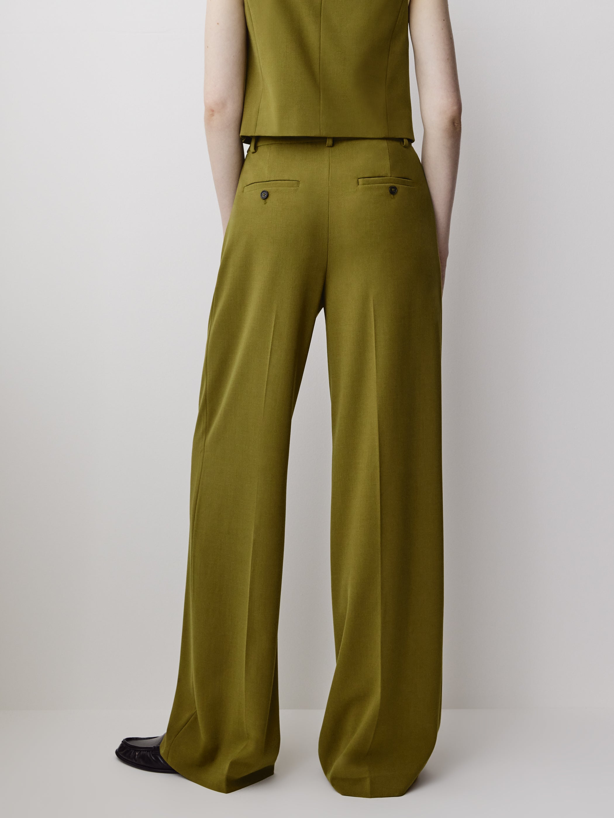 High Rise Wide Leg Stretch Woven Pant
