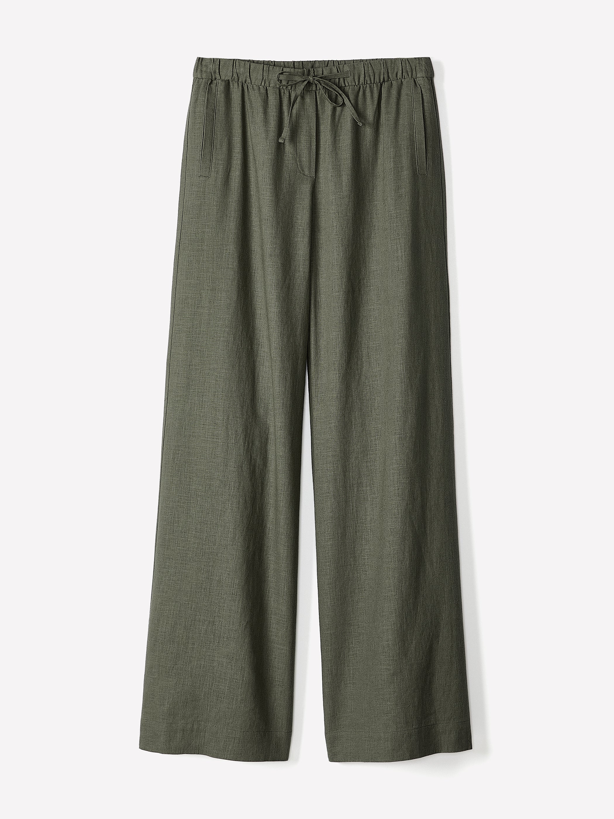 Linen Mid-Rise Wide-Leg Pant