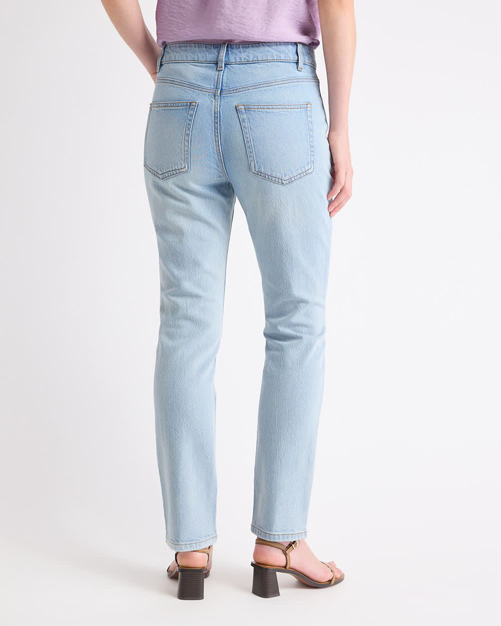 Jeans à Taille Haute et Jambe Droite Ajustée