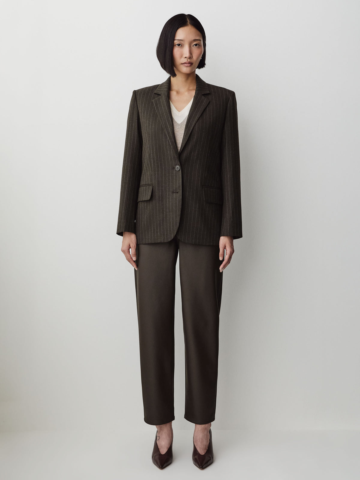 Relaxed-Fit Striped Two-Button Blazer