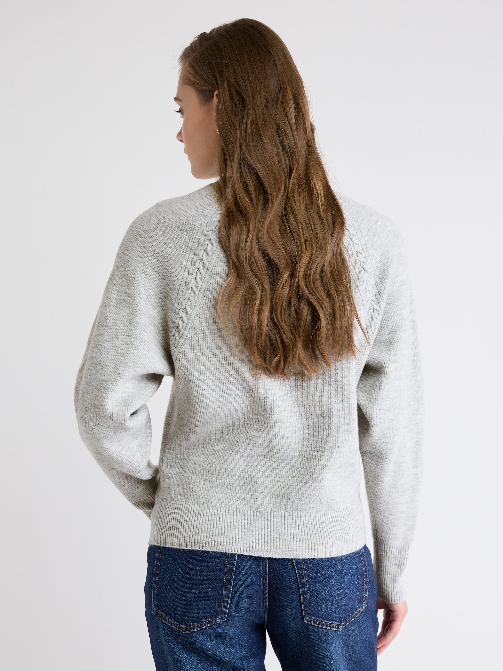 Pull Côtelé à Col Montant et Manches Longues