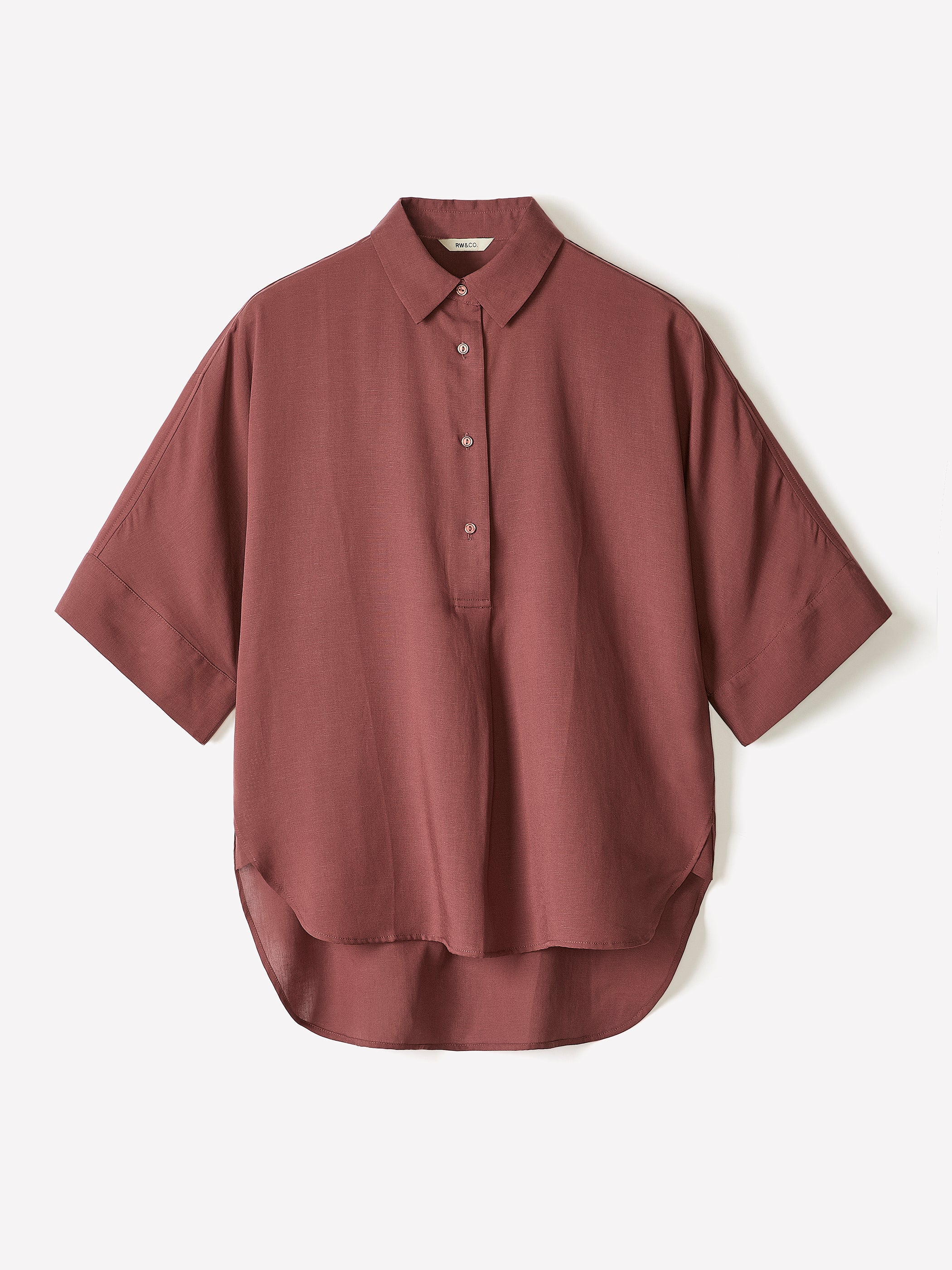 Short-Sleeve Blouse with Shirt Collar