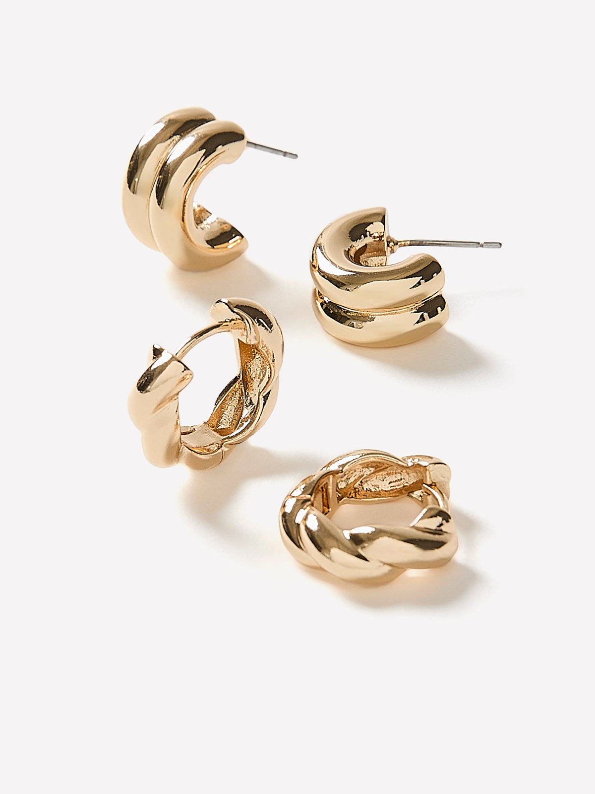2-Pack Small Bold Metal Hoop Earrings
