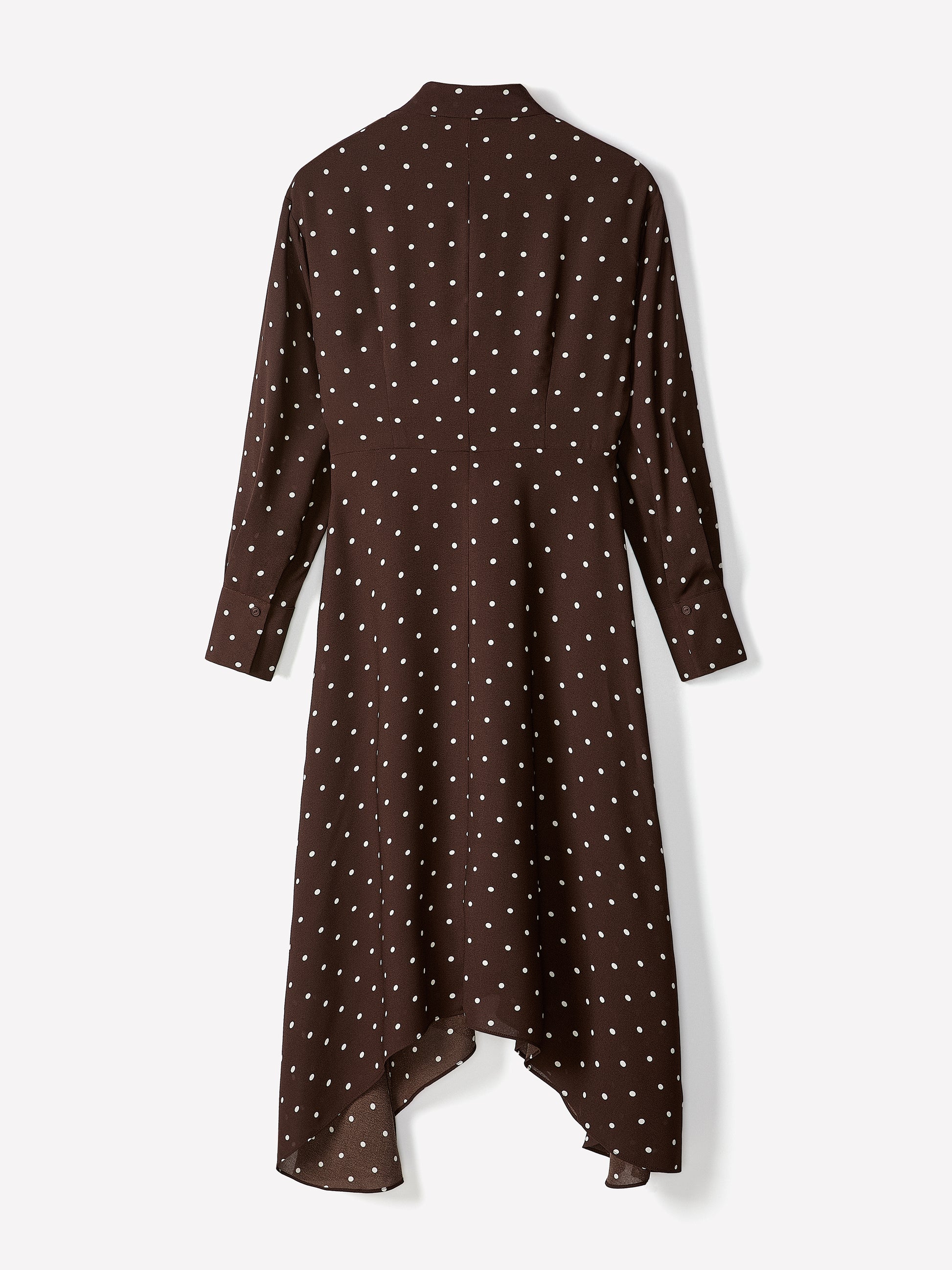Long-Sleeve Midi Dress with Asymmetrical Hem