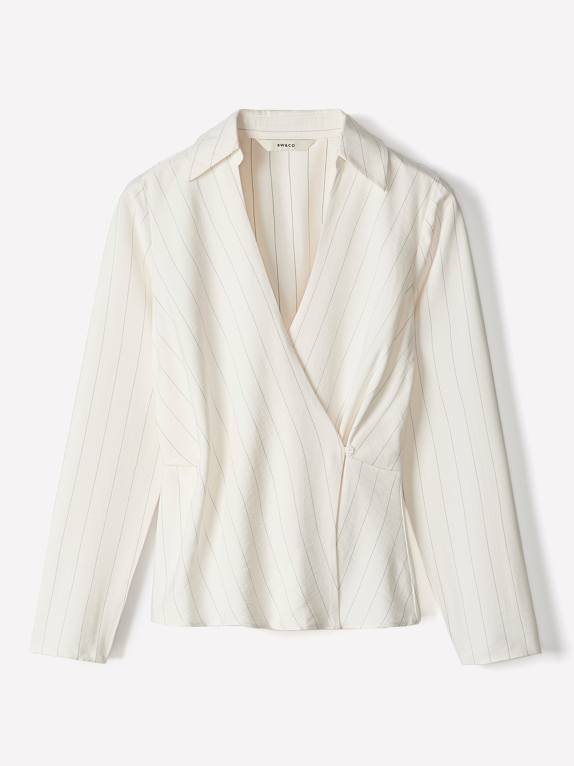 Woven Long Sleeve Striped Blouse