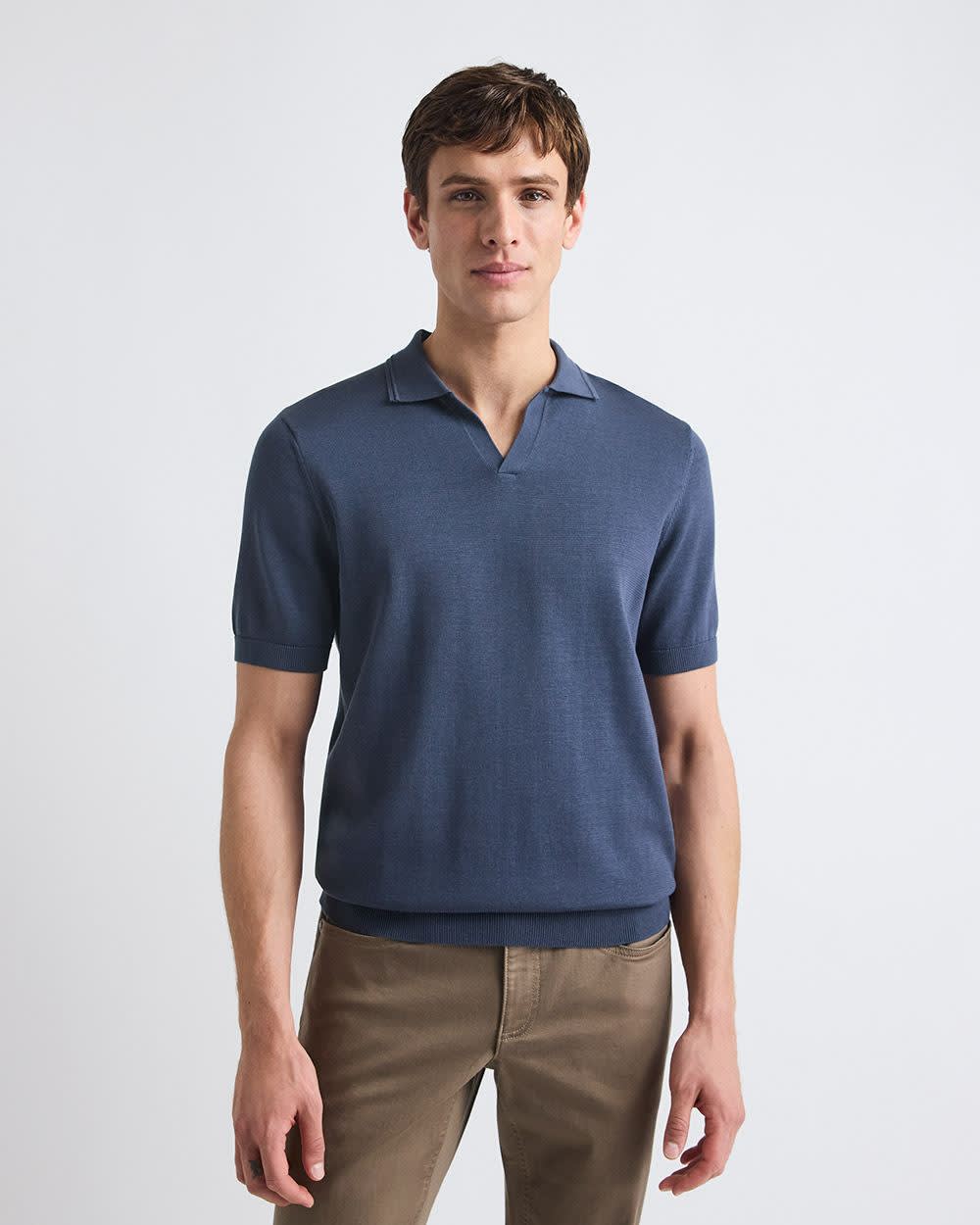 Polo à Manches Courtes en Coton avec Col Johnny