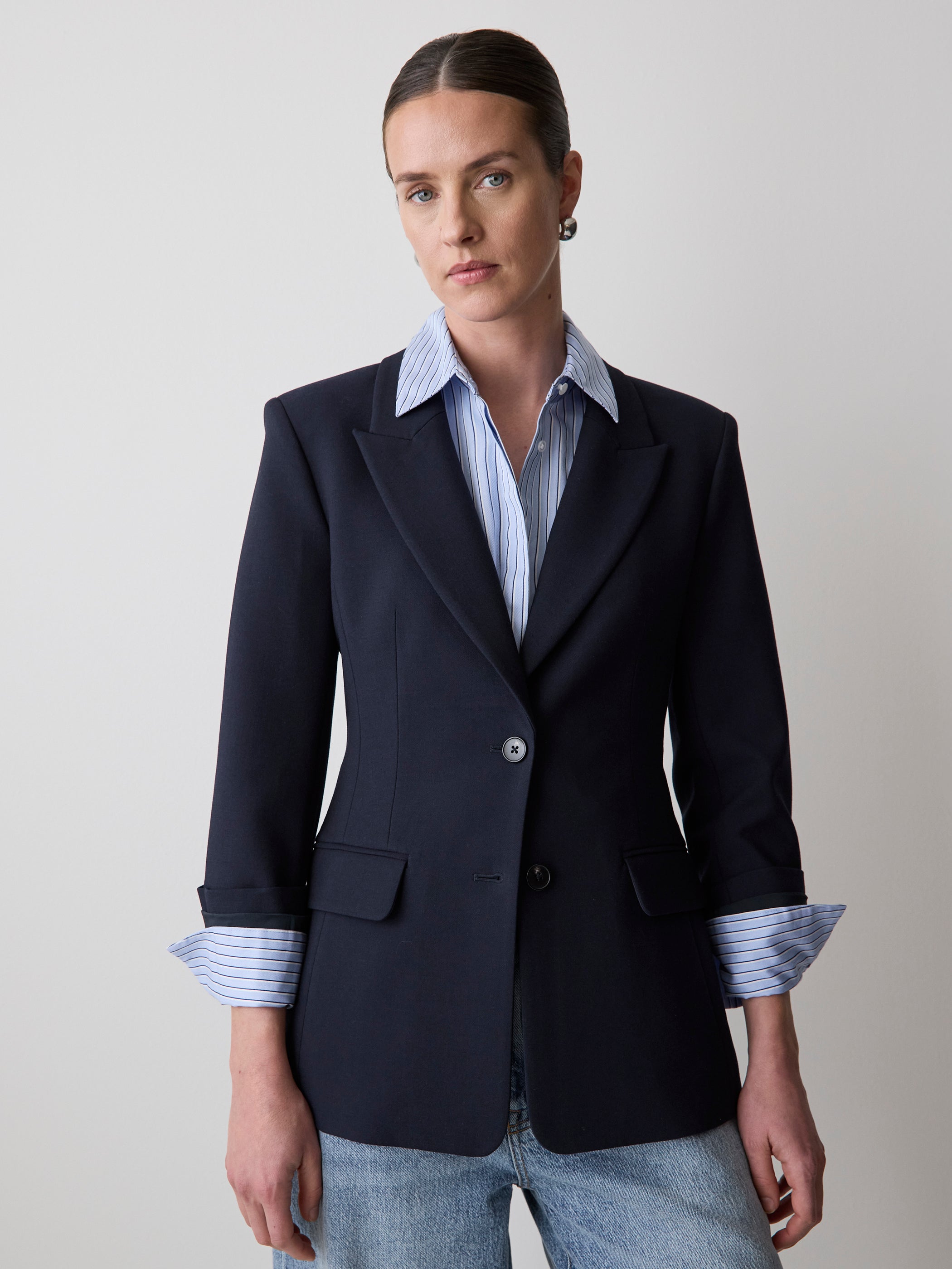 Women’s Navy Hourglass Fitted Stretch Blazer – RW&CO