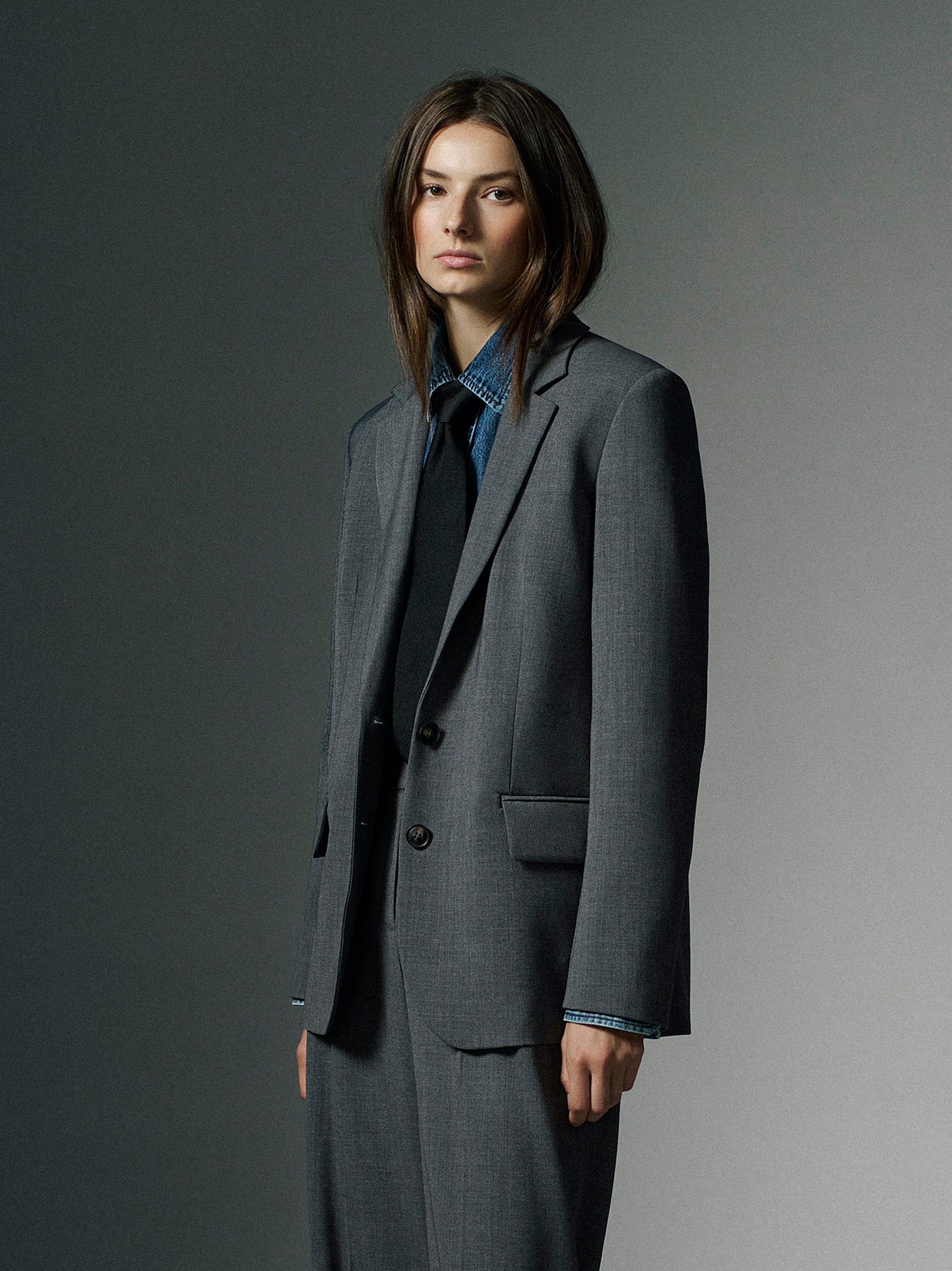Relaxed-Fit Two-Button Twill Blazer