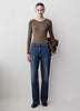 Long Sleeve Knit Pullover Crew Neck Cotton Blend