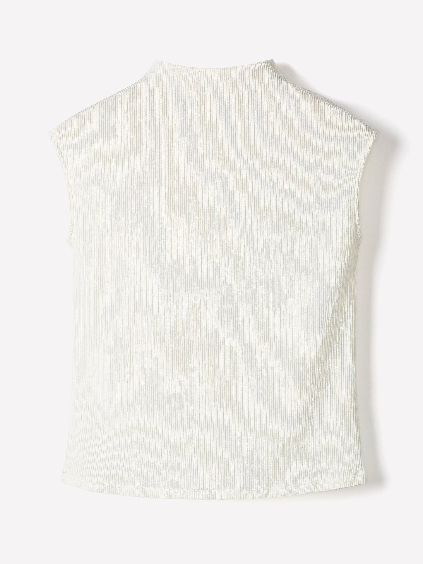 Sleeveless Funnel-Neck Textured Top