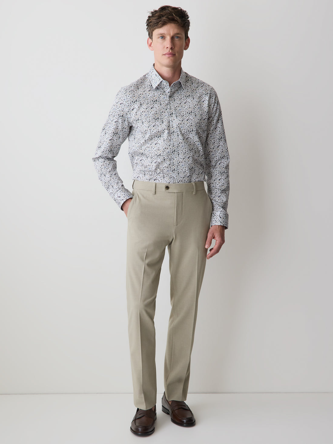 Men's Slim-Fit Floral Dress Shirt Cotton Long Sleeve – RW&CO
