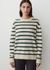 Mens Lambswool Crew Neck Knit Sweater with Stripe
