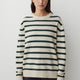 Mens Lambswool Crew Neck Knit Sweater with Stripe