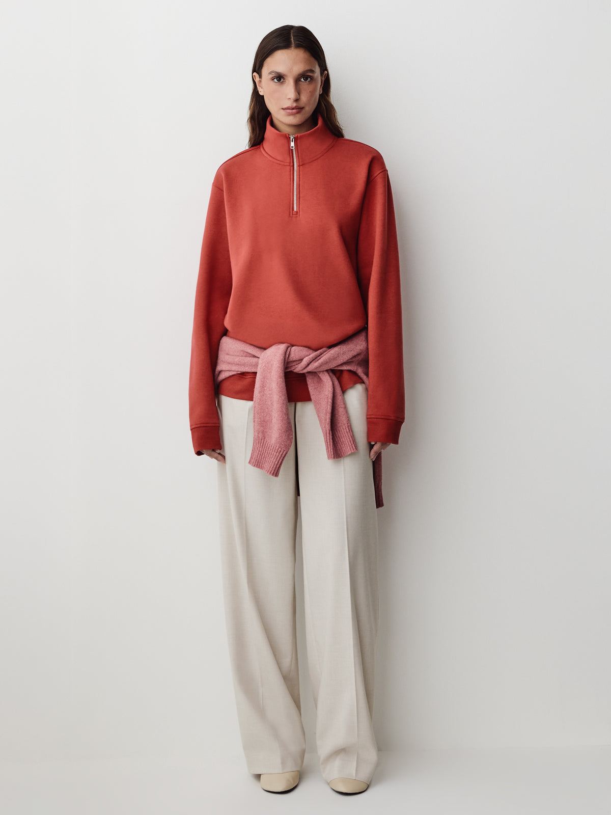 Long-Sleeve Half-Zip Mock-Neck Sweater