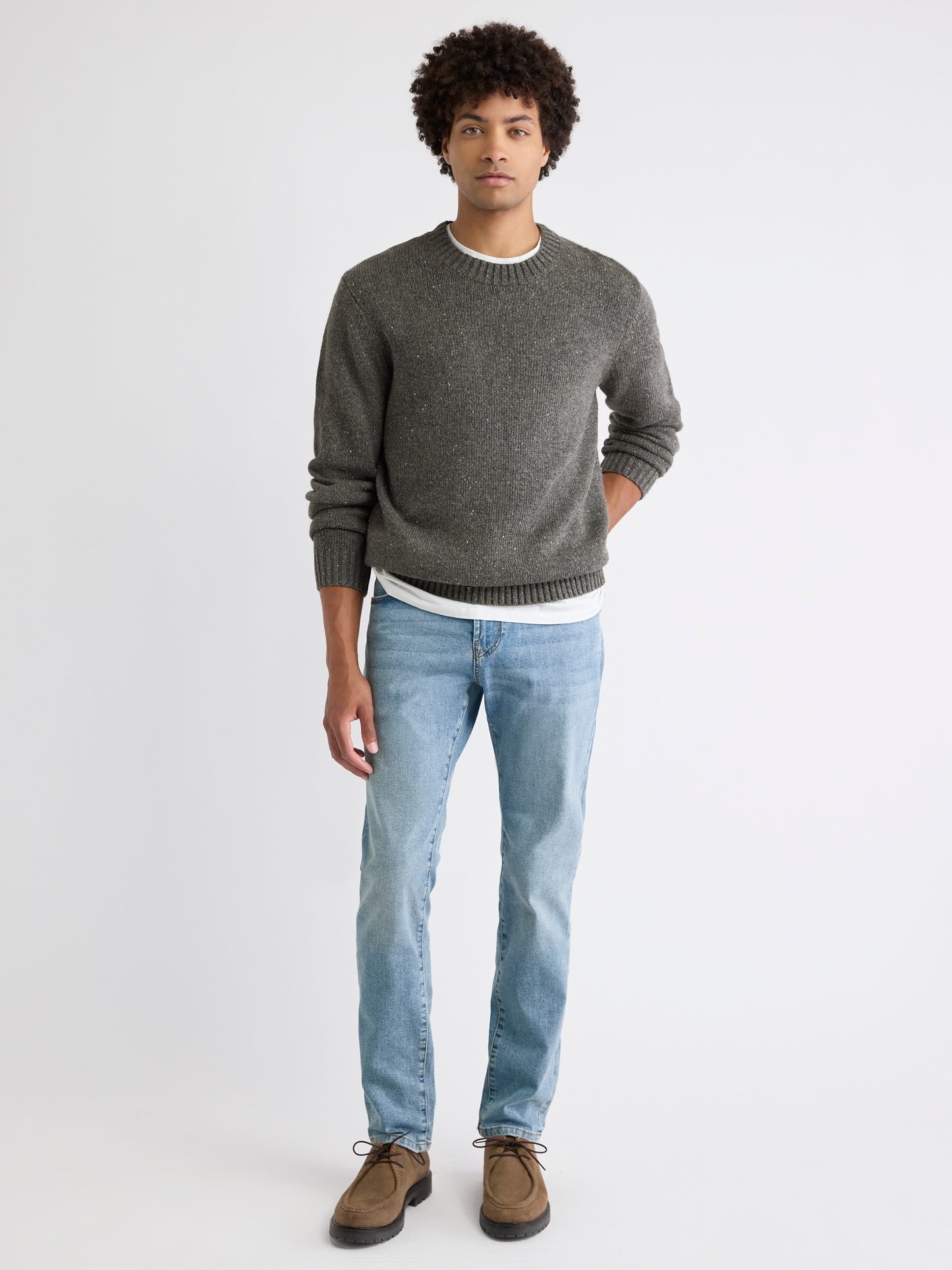 Long-Sleeve Crew-Neck Sweater with Neps