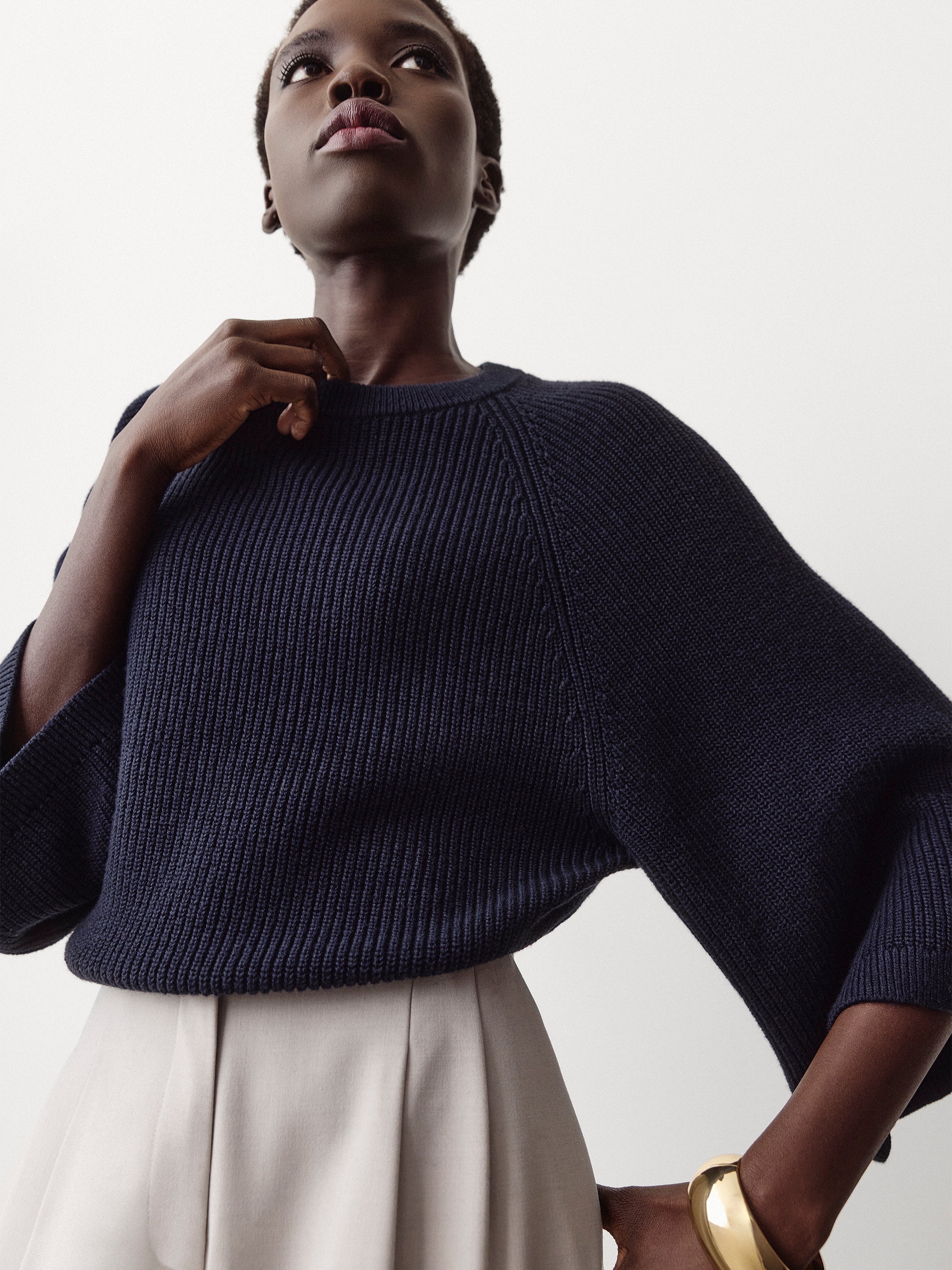 Pull Laine Mérinos à Manches Larges et Col Rond