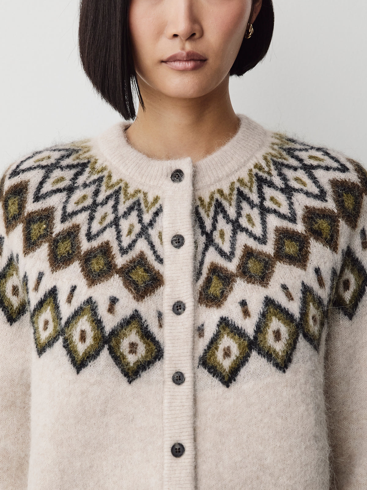 Alpaca Blend Fairisle Cardigan with Merino Wool