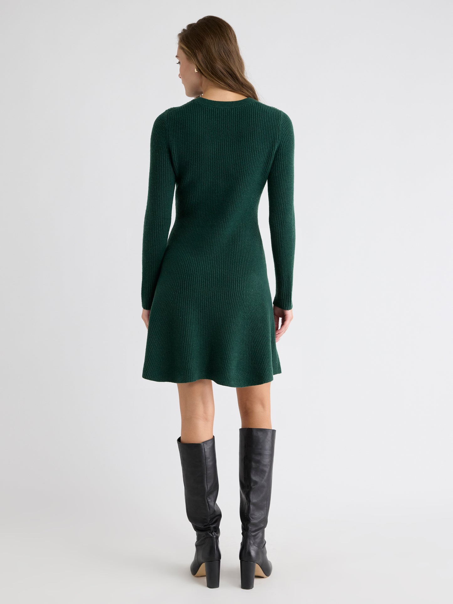 Long-Sleeve Crew-Neck Mini Sweater Dress