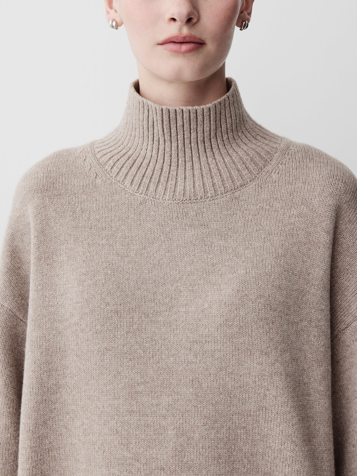 Long-Sleeve Mock-Neck Merino-Blend Sweater