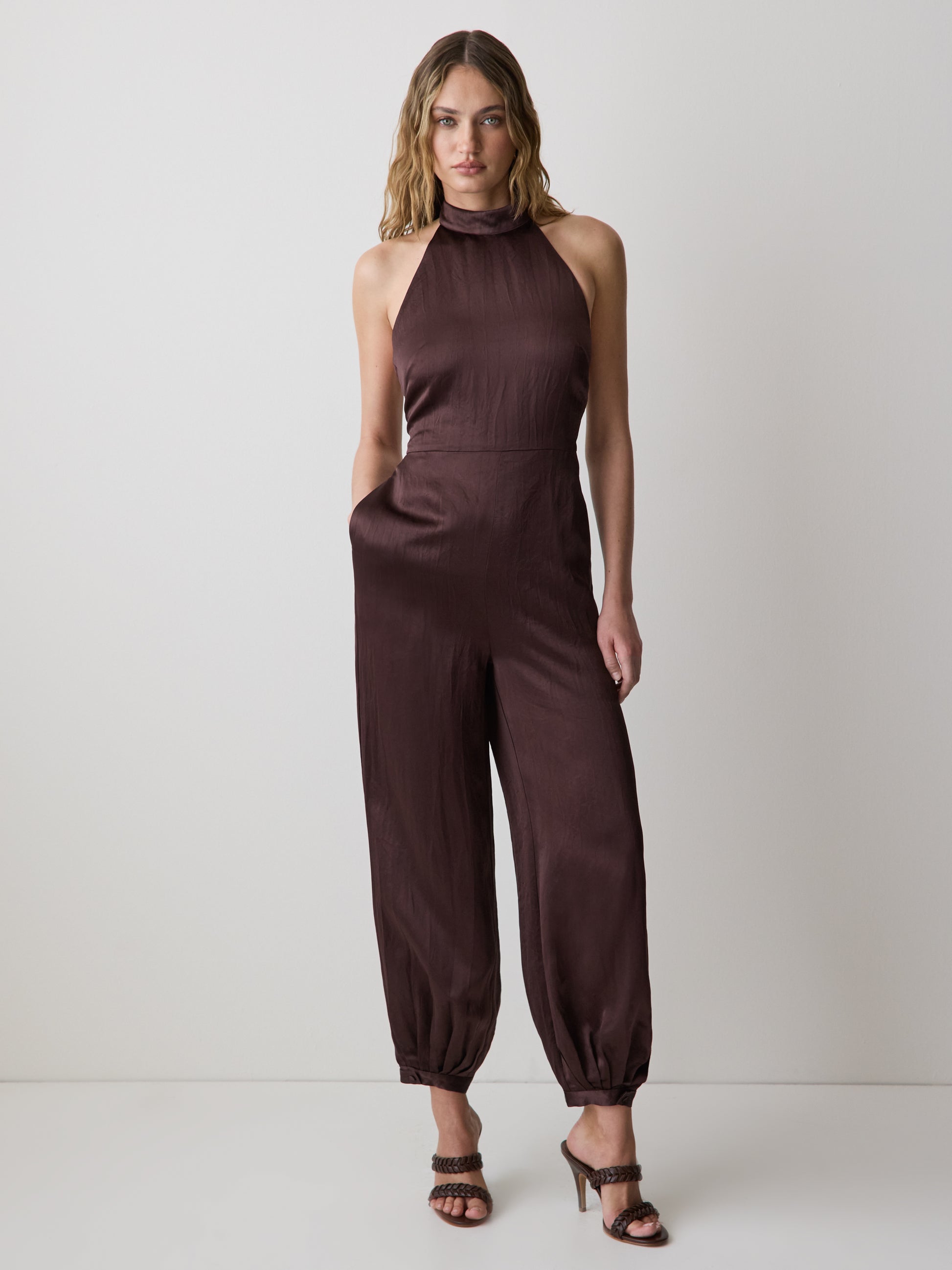 Sleeveless Wide-Leg Jumpsuit with Open Back