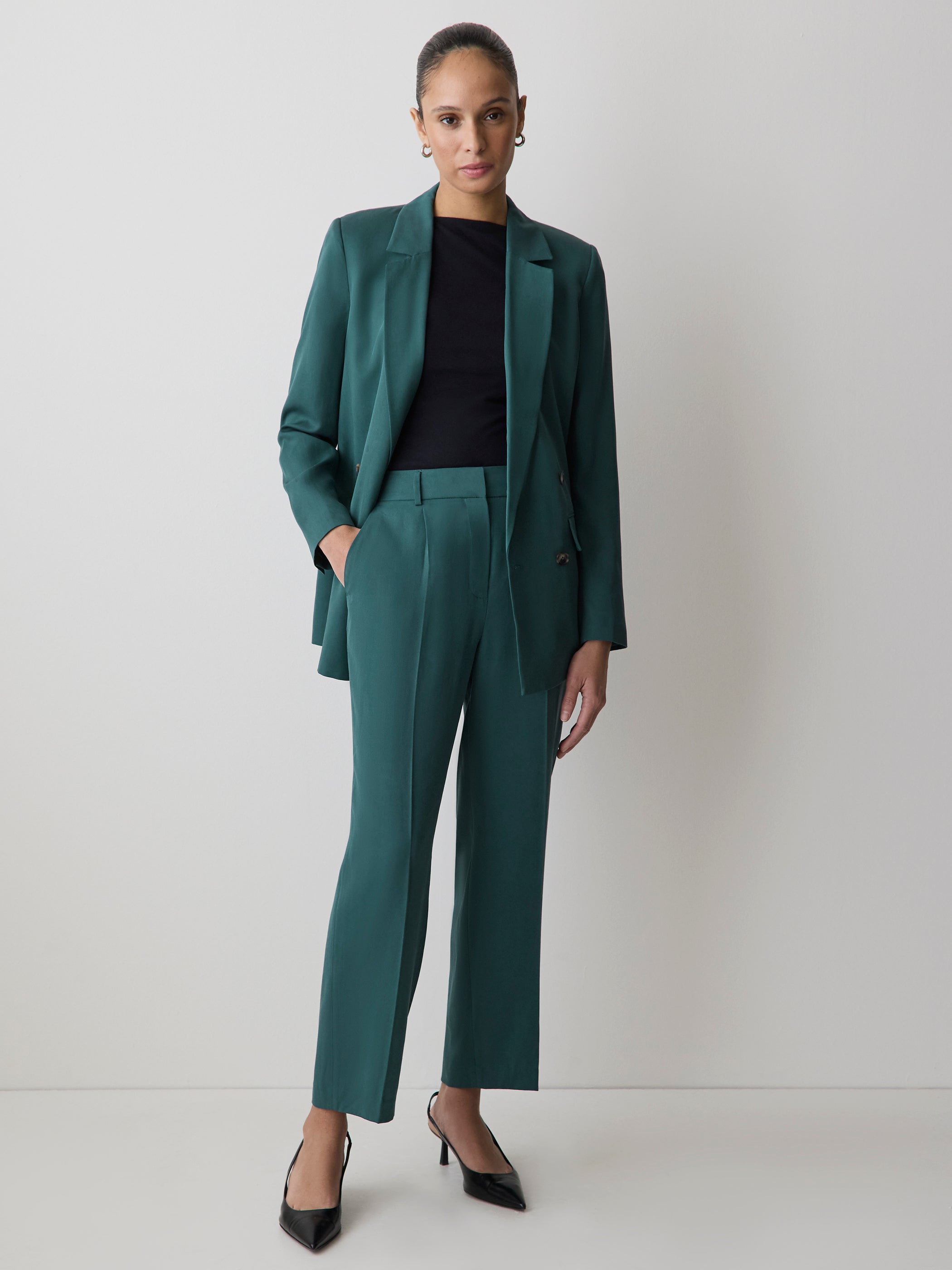 Pantalon à Jambe Fuselée et Taille Haute