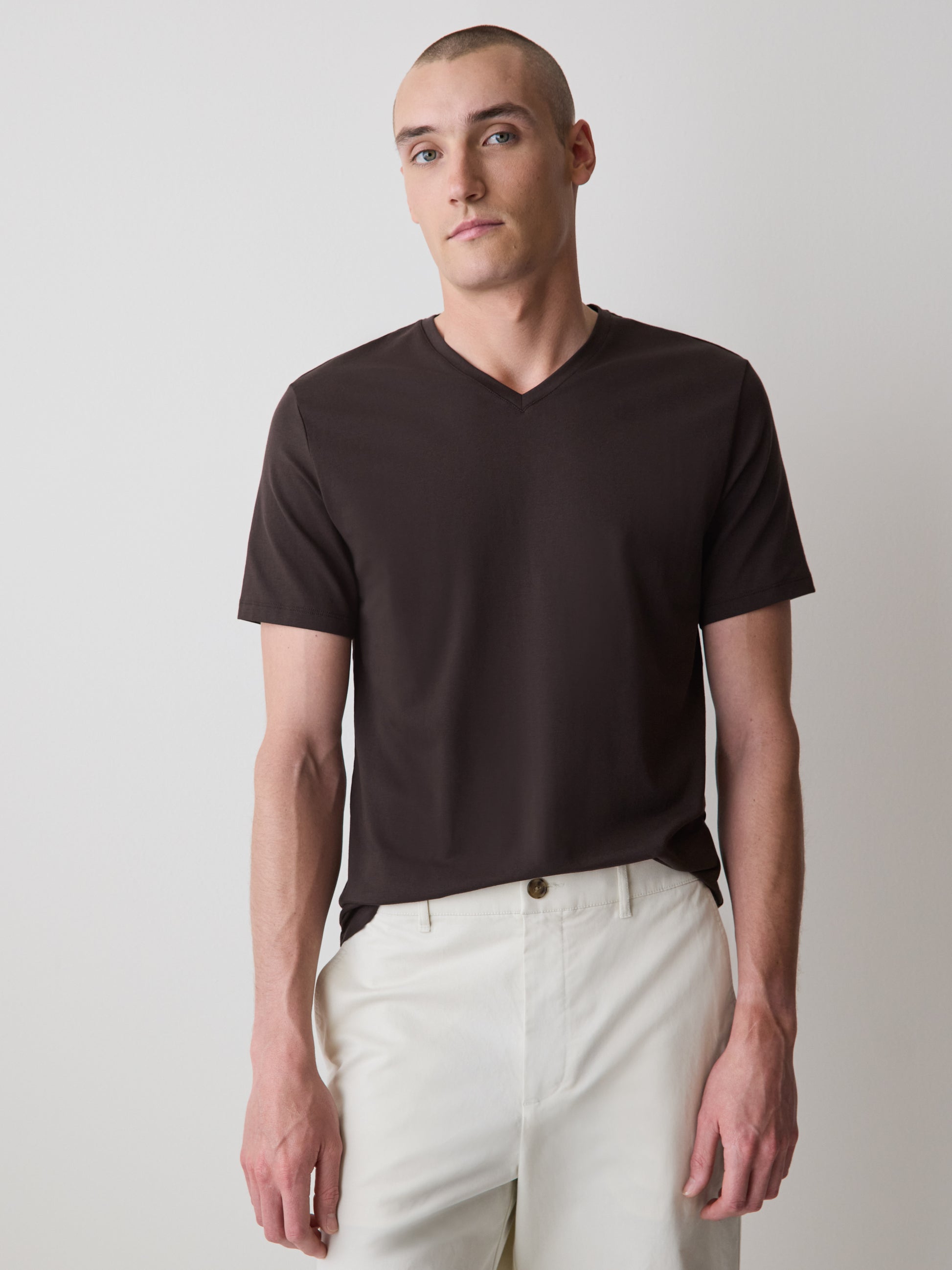 Men's V-Neck Knit T-Shirt Supima Cotton