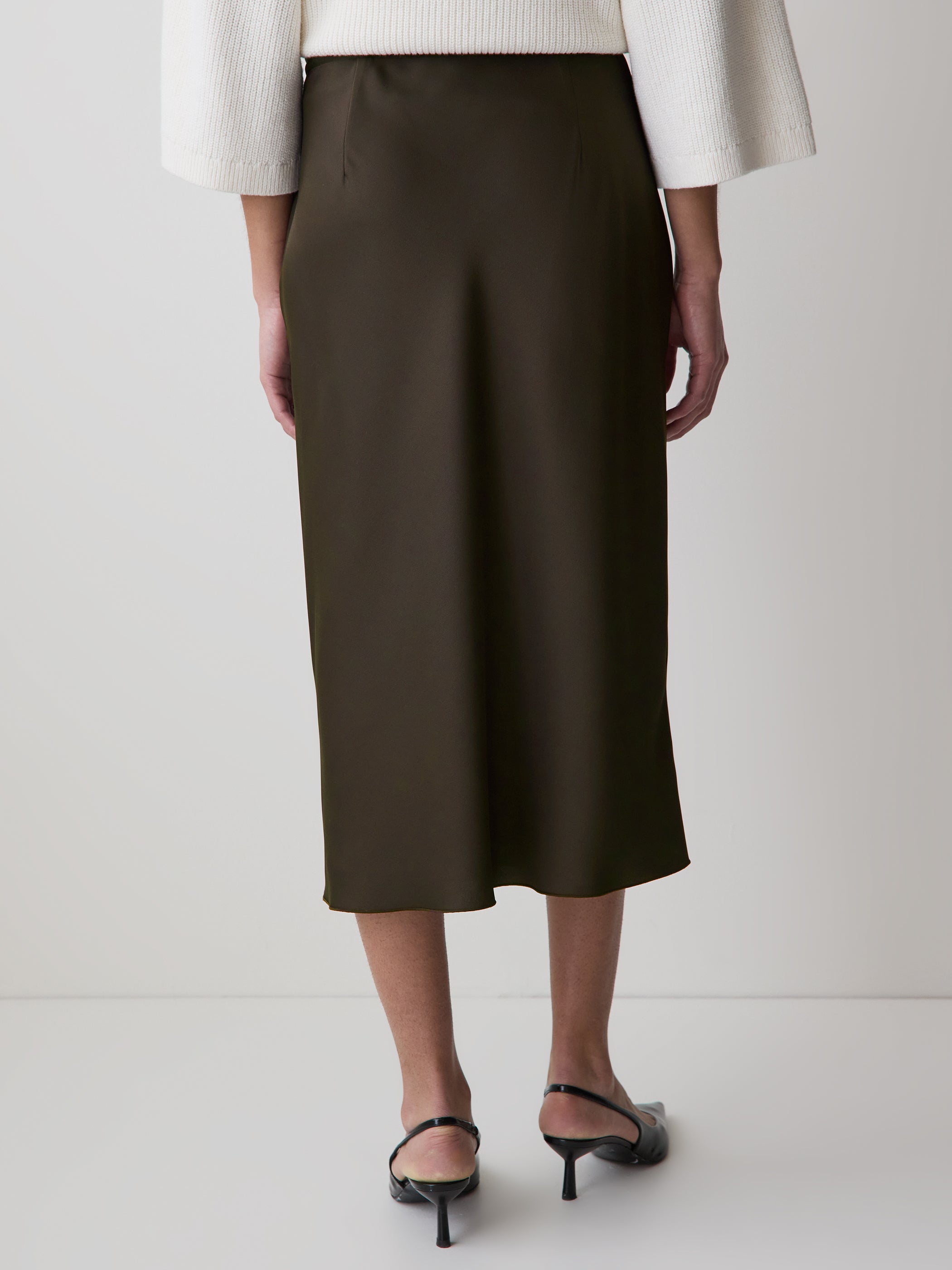 Jupe Midi Droite à Taille Haute