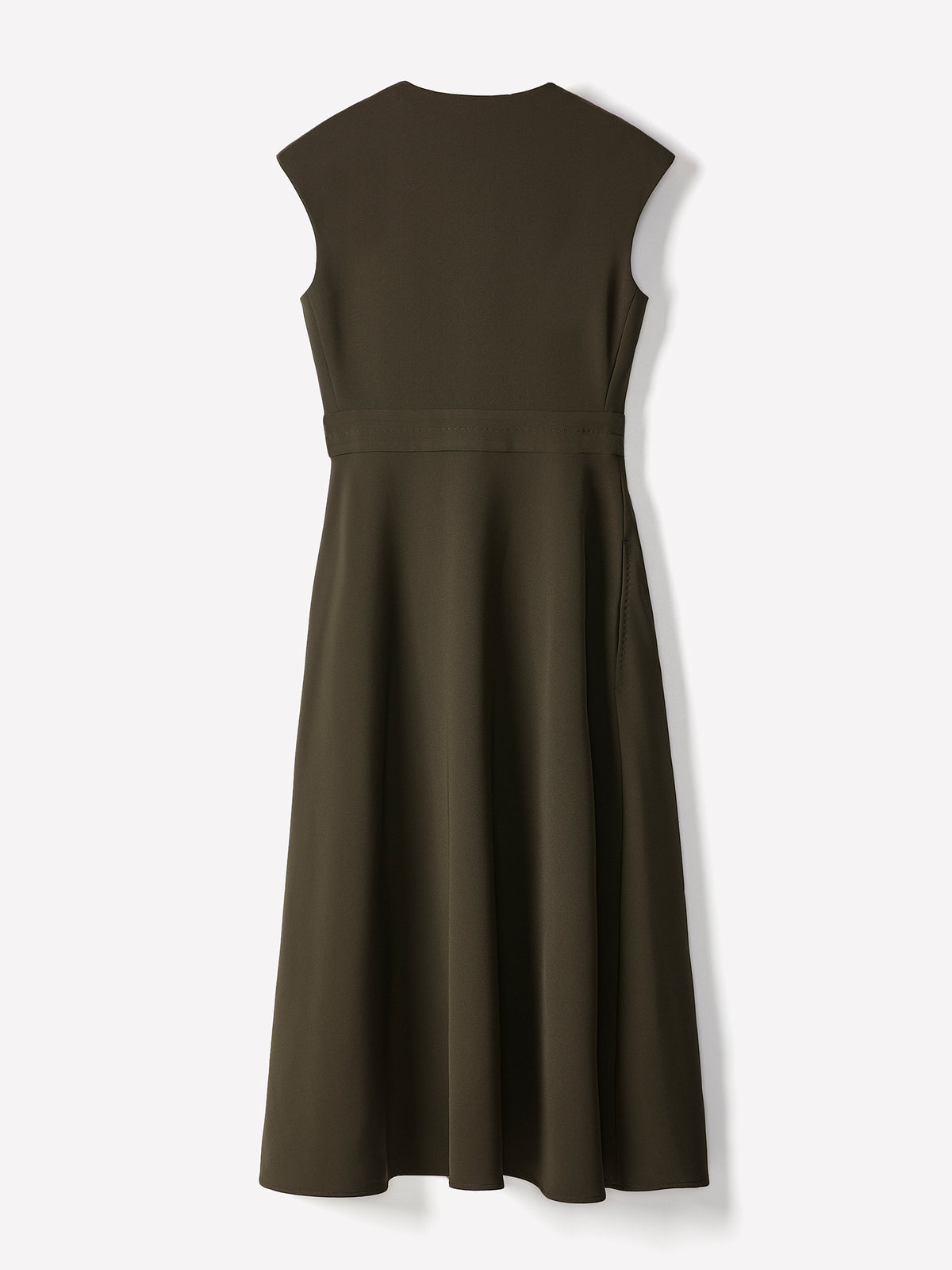 Extended-Sleeve V-Neck Wrap Midi Dress