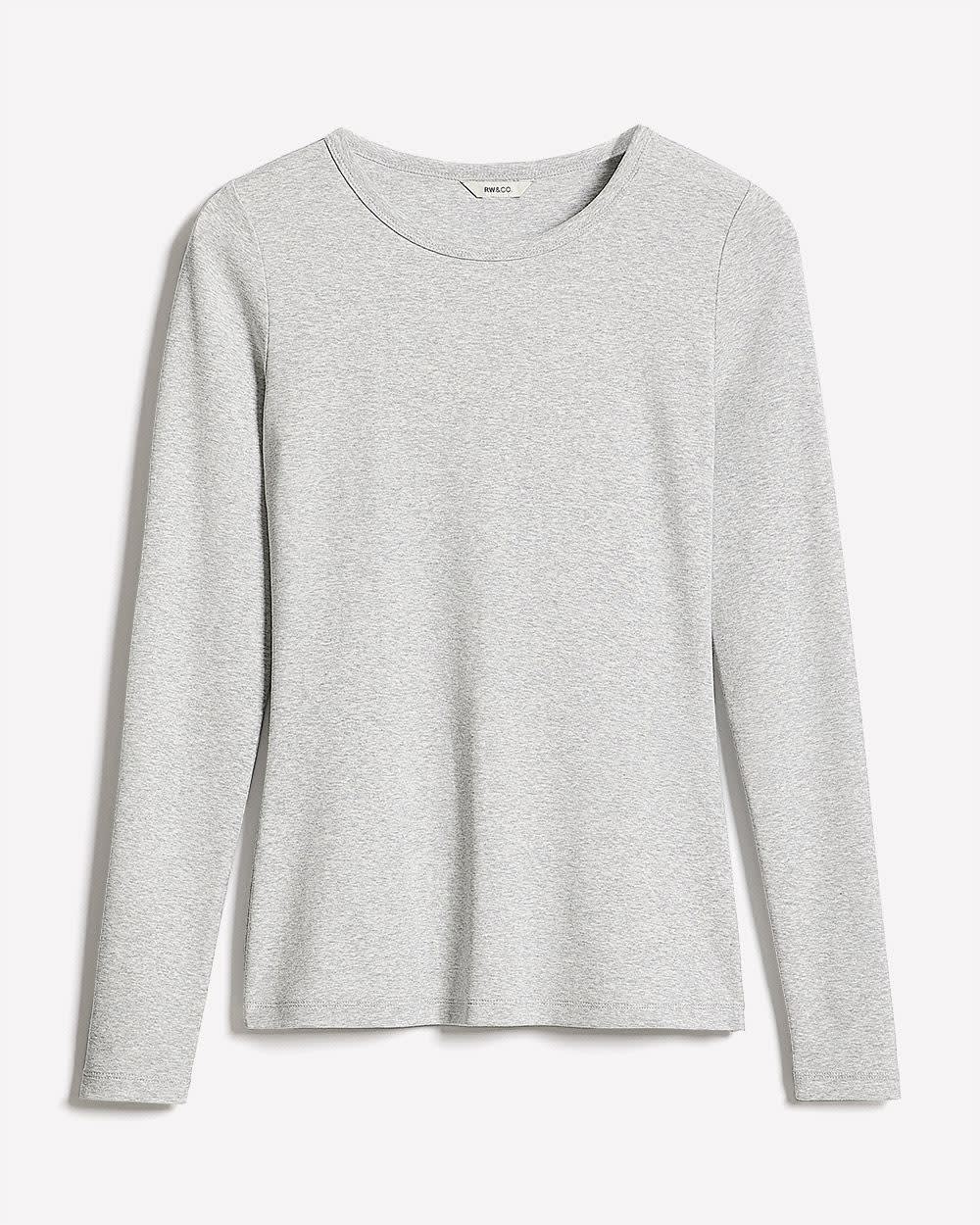 Luxe Knit Long-Sleeve Crew-Neck Fitted Ribbed Tee