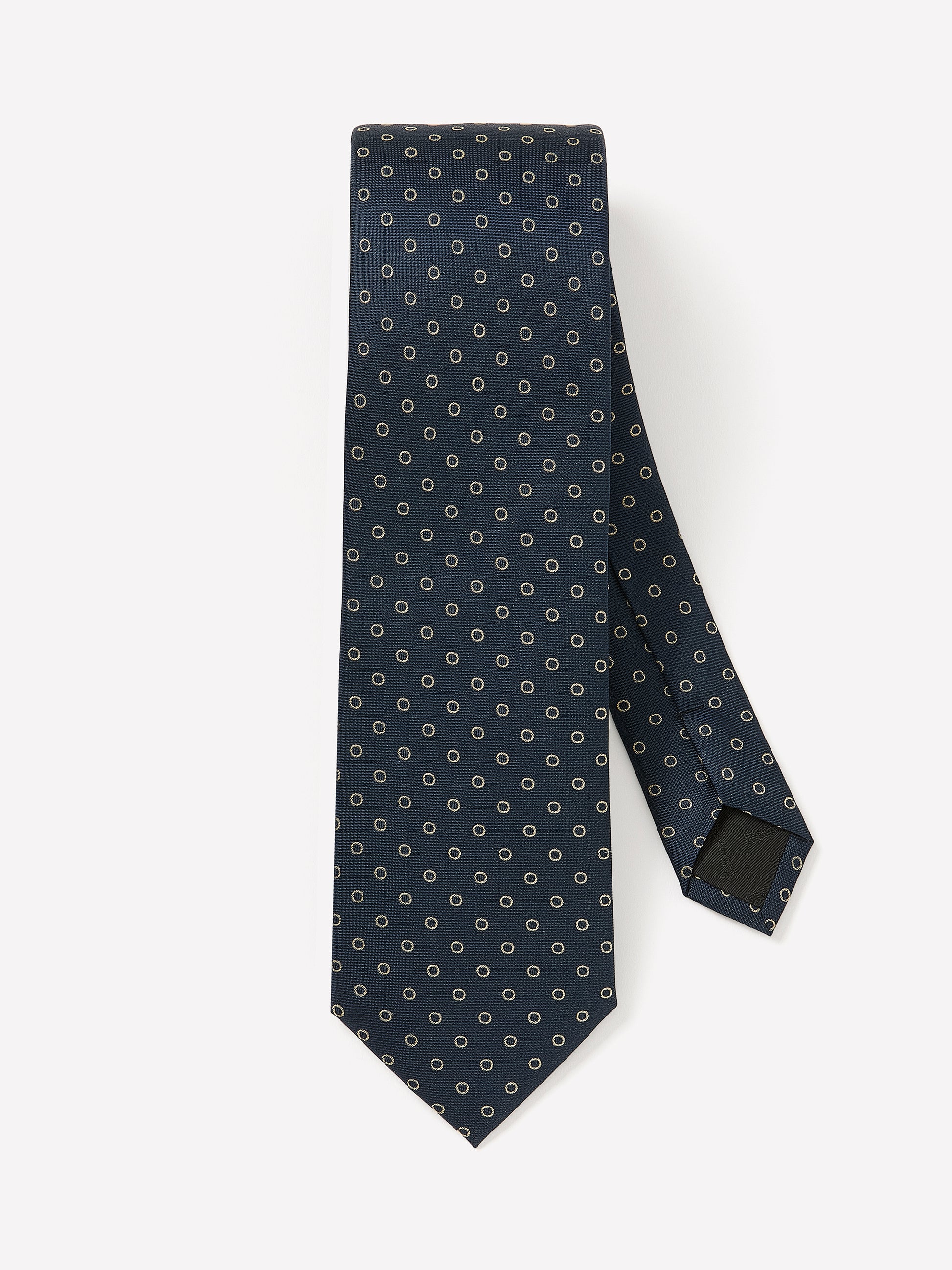 Woven Silk Men's Tie Navy Circle Pattern