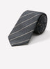Men's Skinny Silk Linen Tie Charcoal Stripe