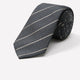 Men's Skinny Silk Linen Tie Charcoal Stripe