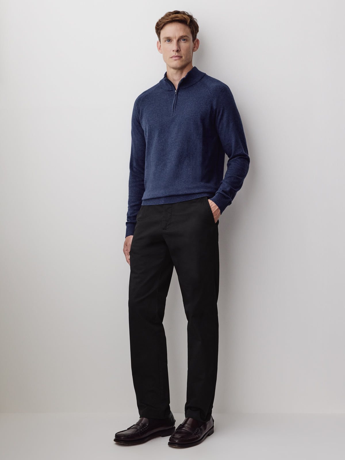 Long-Sleeve Half-Zip Mock-Neck Sweater